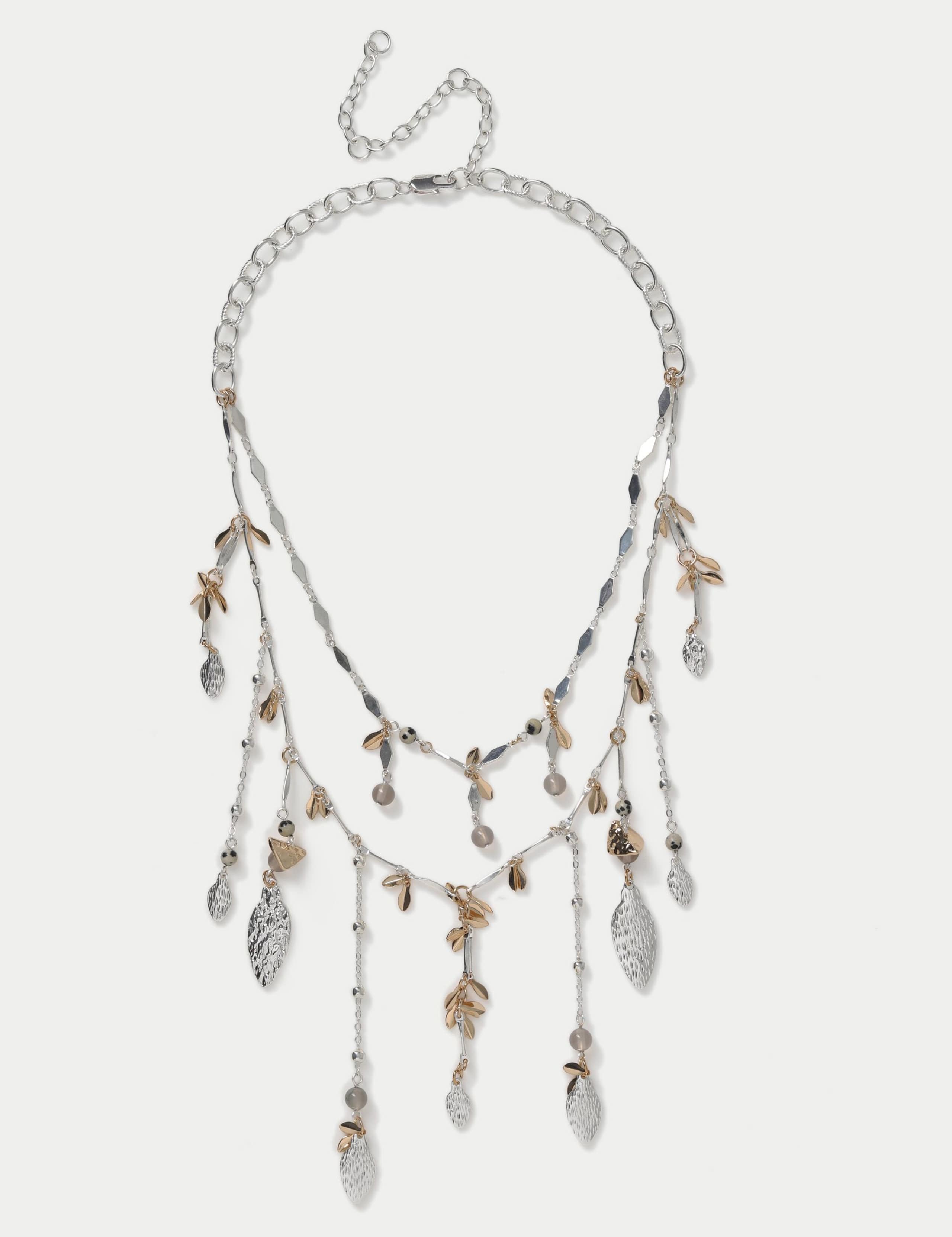 Hammered Leaf Fringe Necklace 1 of 2