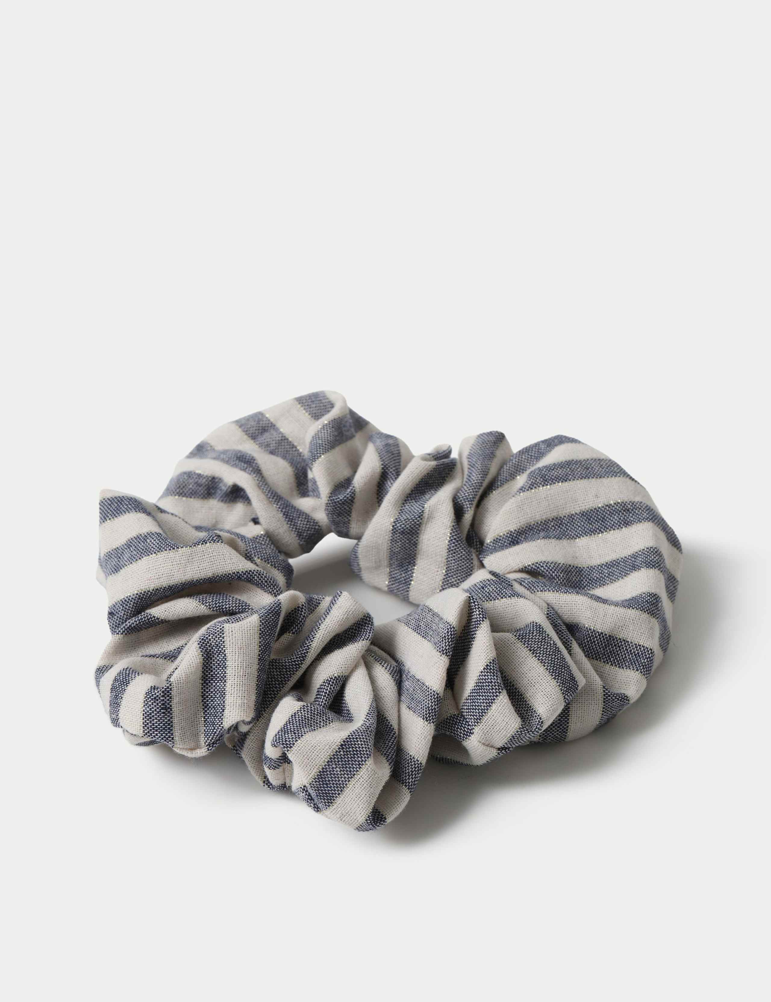 Linen Blue Stripe Scrunchie 2 of 2