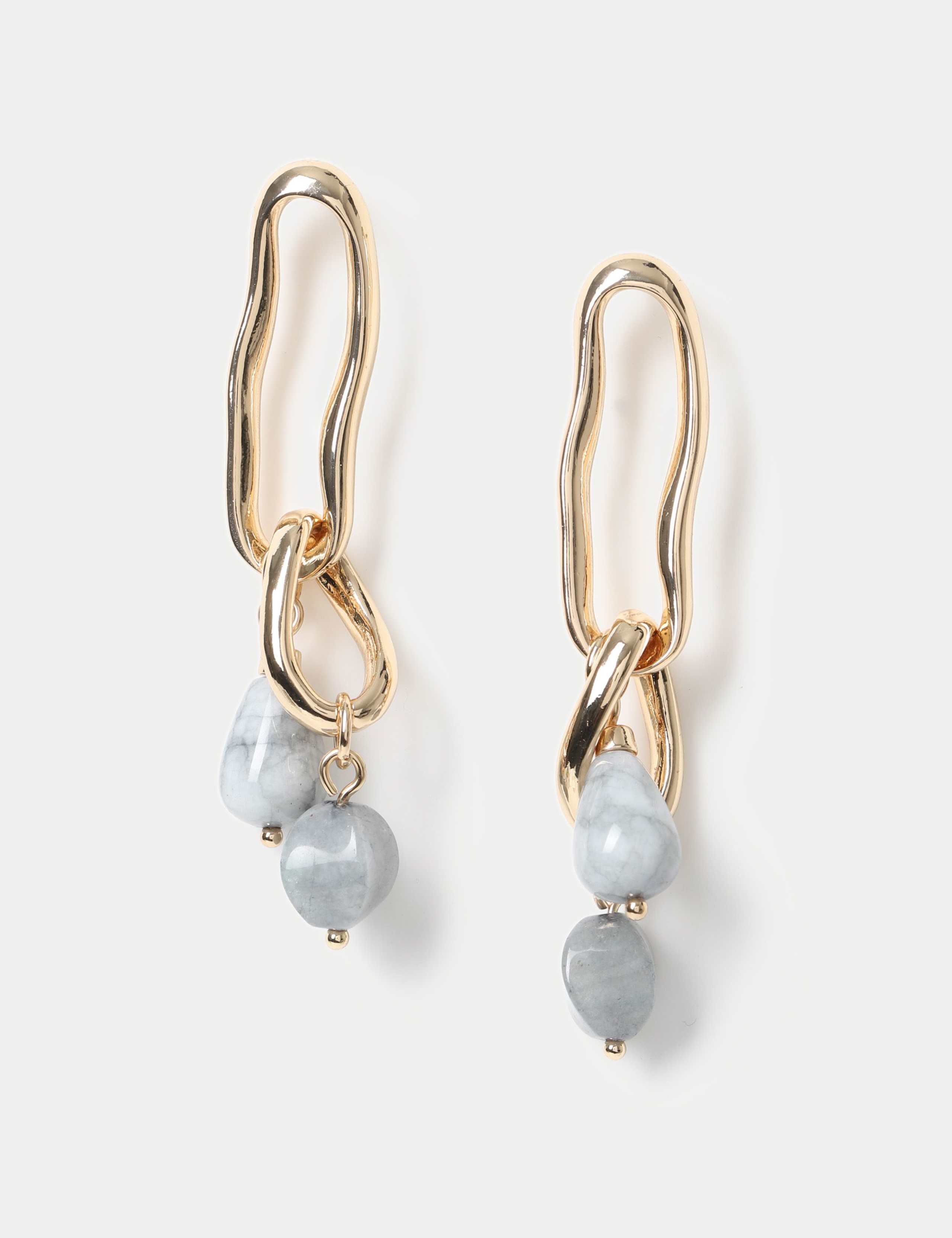 Natural Stone Link Drop Earrings 1 of 2