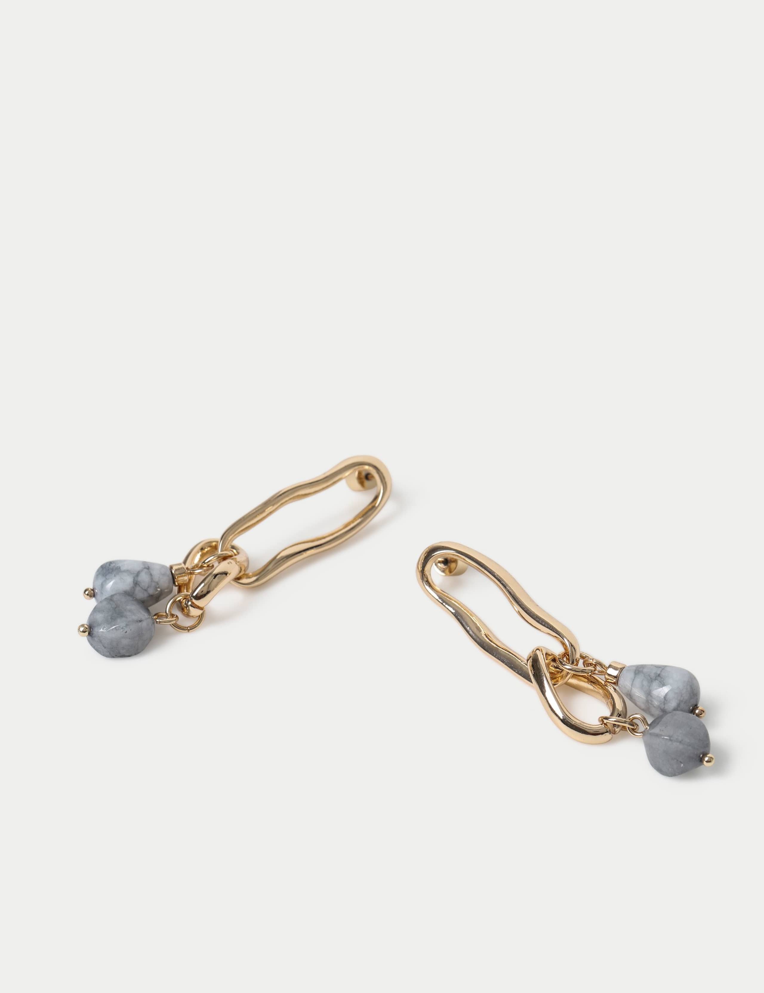 Natural Stone Link Drop Earrings 2 of 2