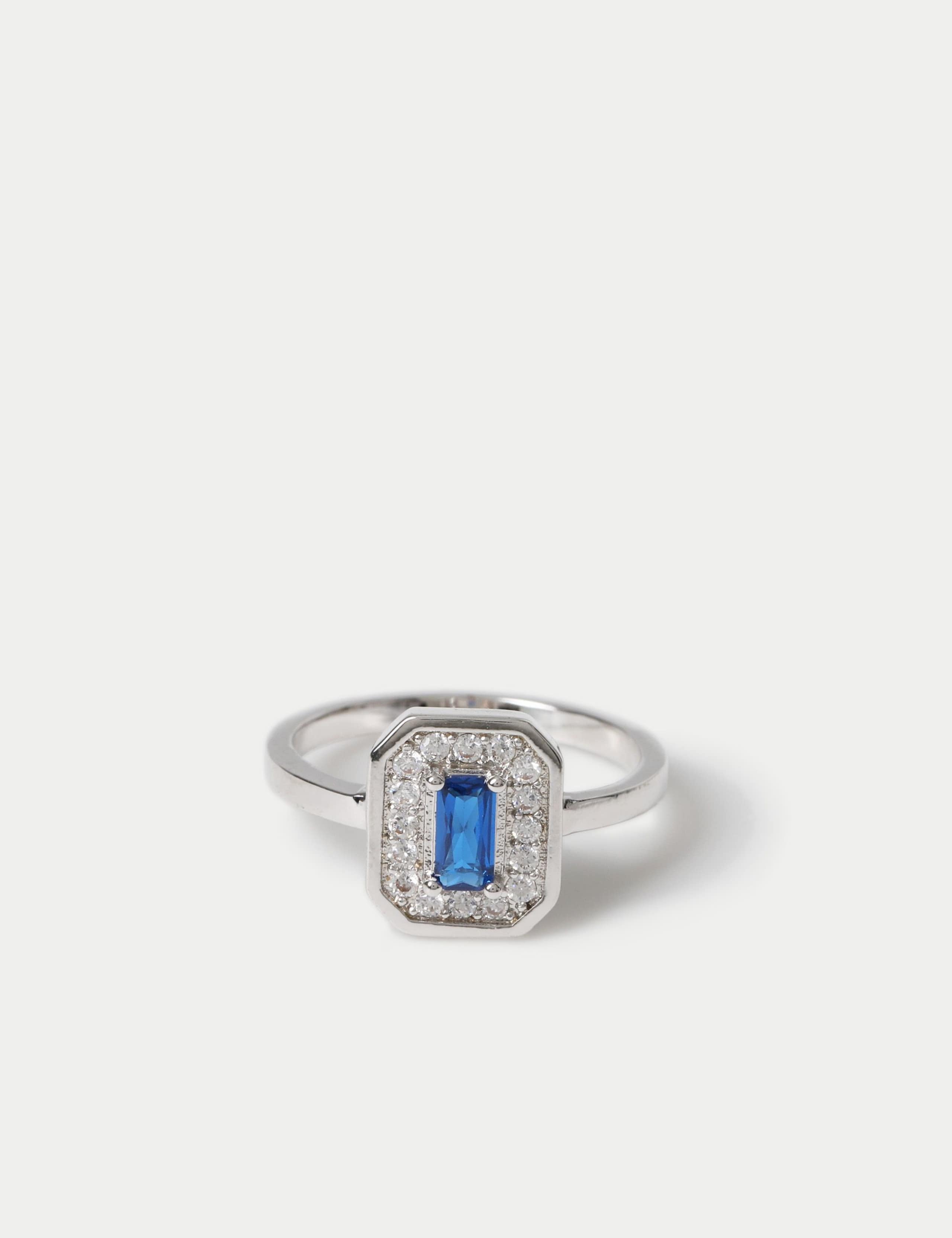 Platinum Plated Rectangle Cocktail Ring 1 of 2