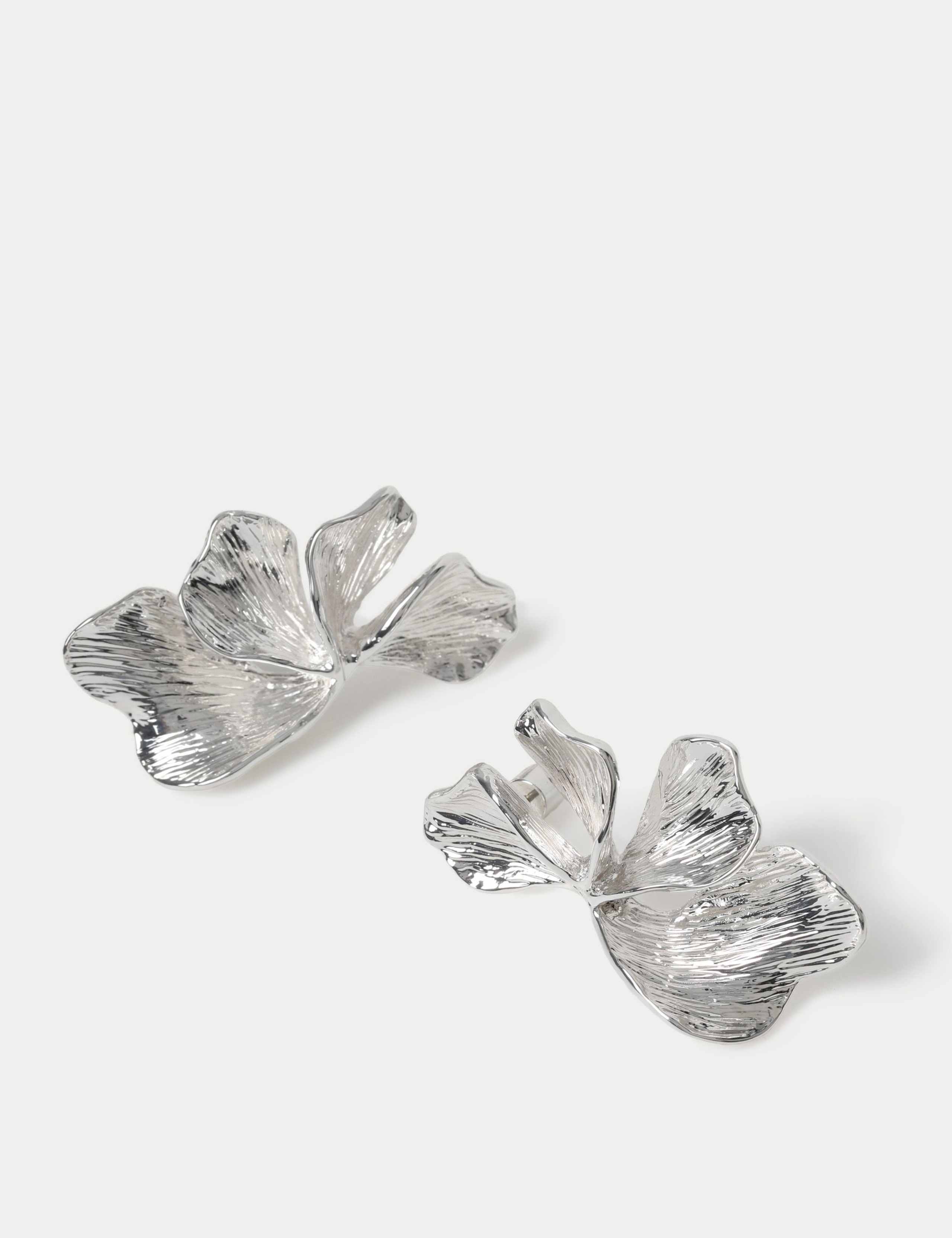 Textured Oversized Flower Earrings 2 of 2