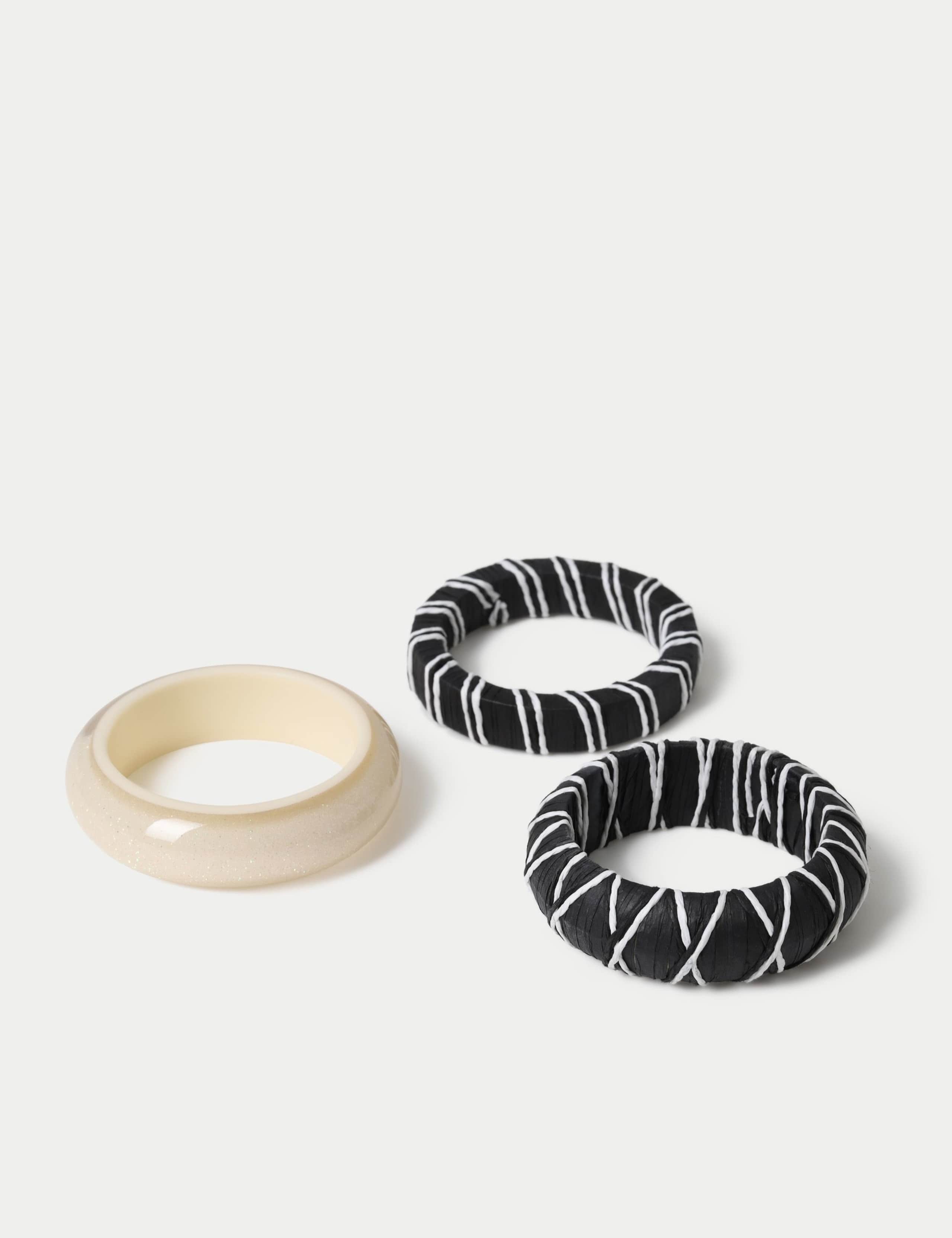 3 Pack Raffia Resin Bangles 1 of 2
