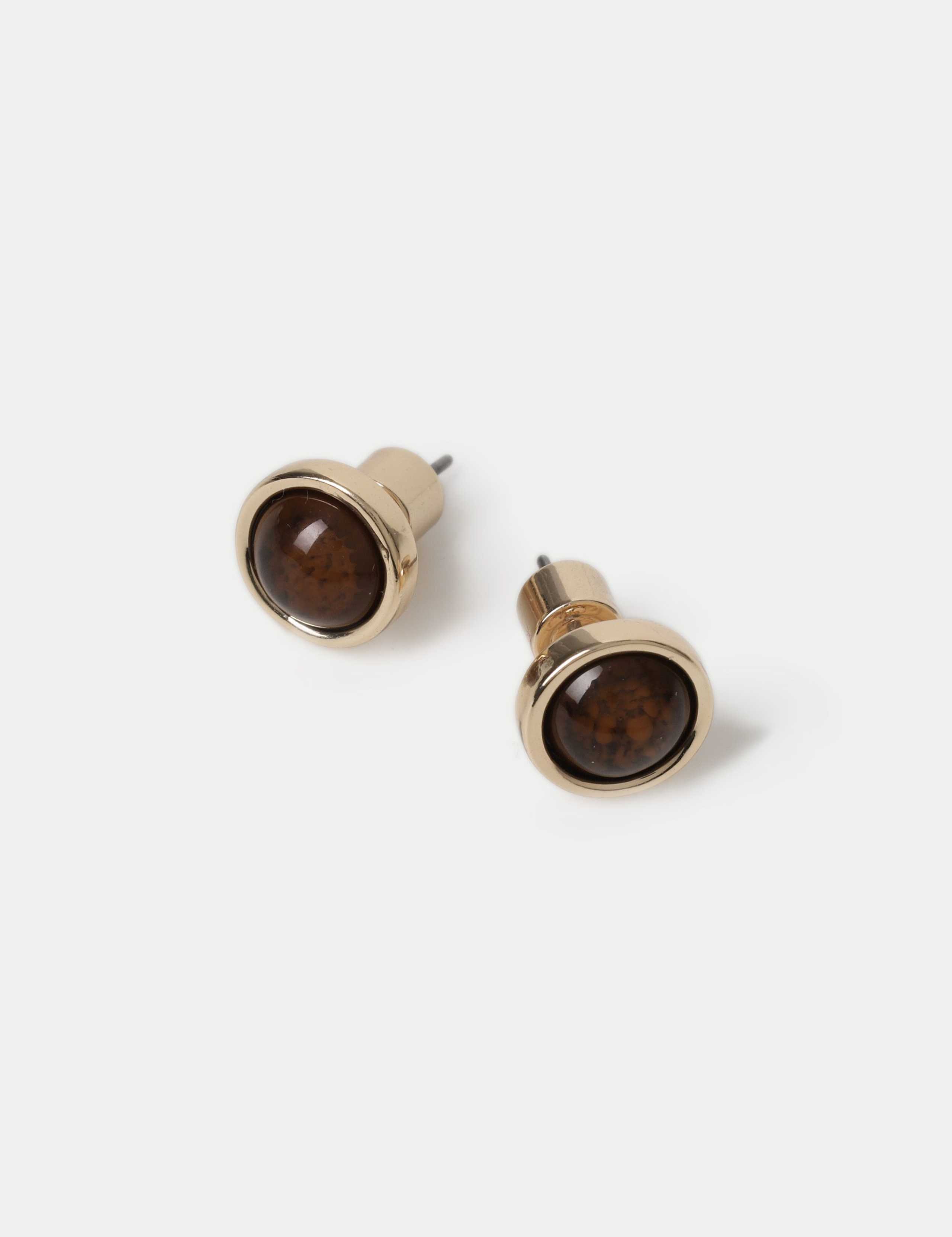 Brown Circle Stud Earrings 2 of 2
