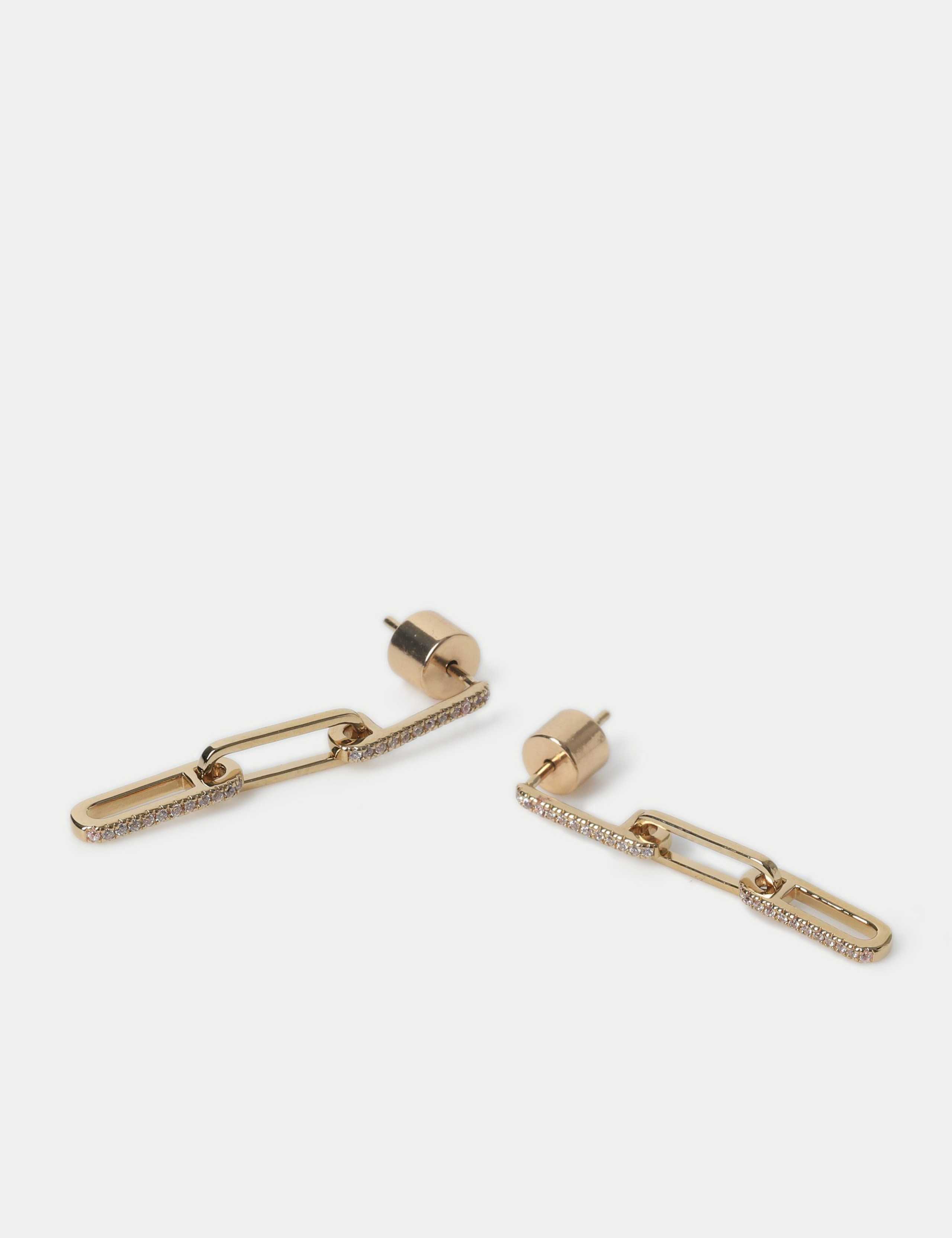 14k Gold Plated Link Drop Earrings 2 of 2
