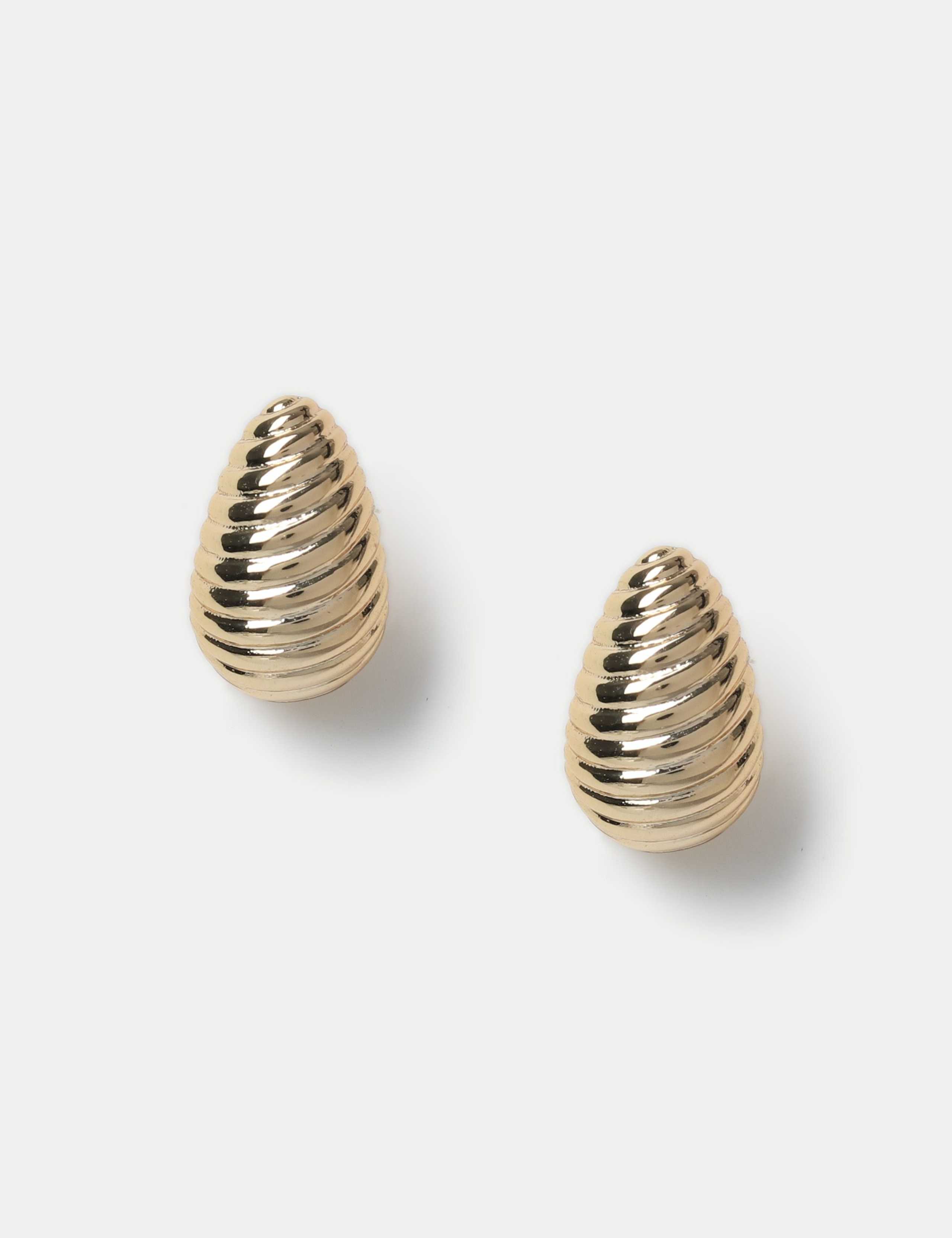 14k Gold Plated Dome Hoop Earrings 1 of 2