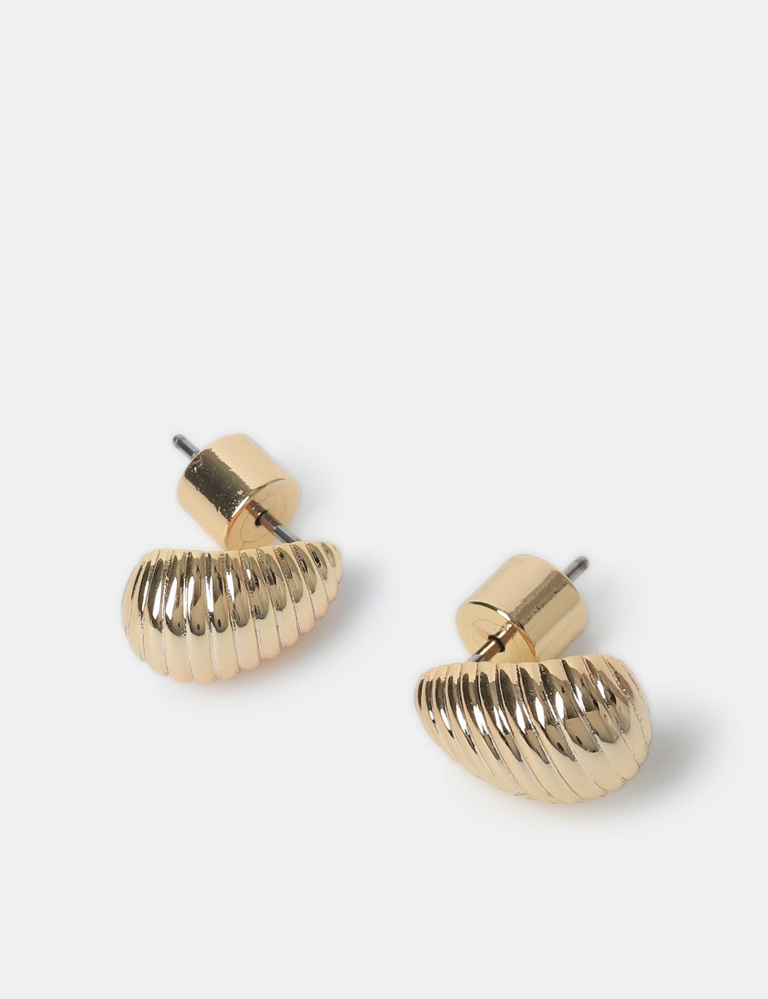 14k Gold Plated Dome Hoop Earrings 2 of 2