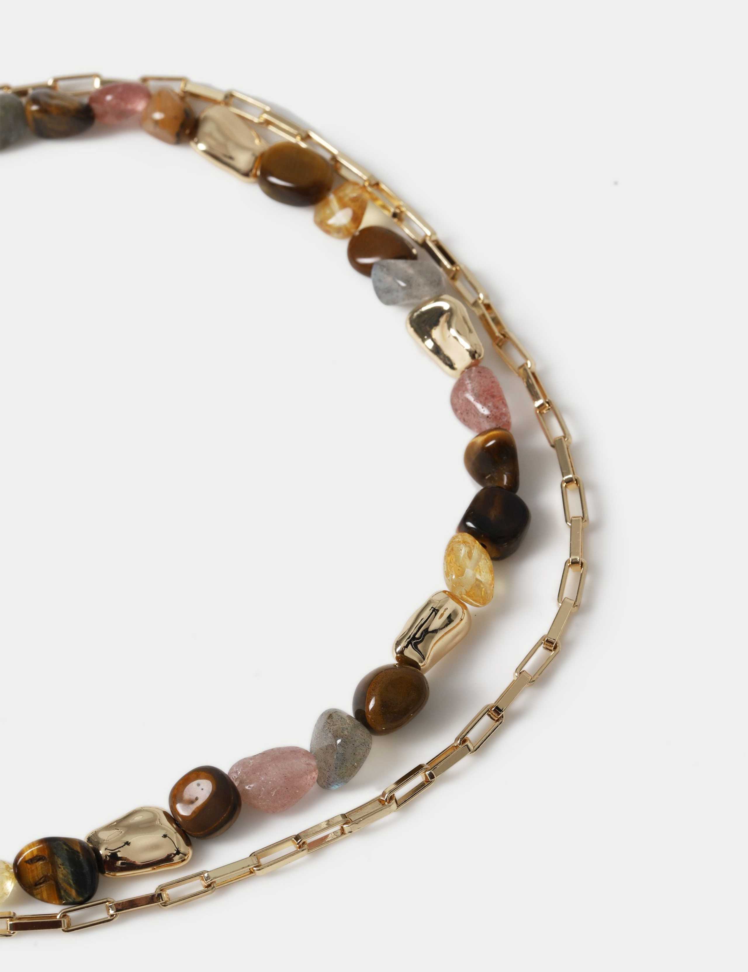 Natural Stone Glass Multirow Necklace 2 of 2