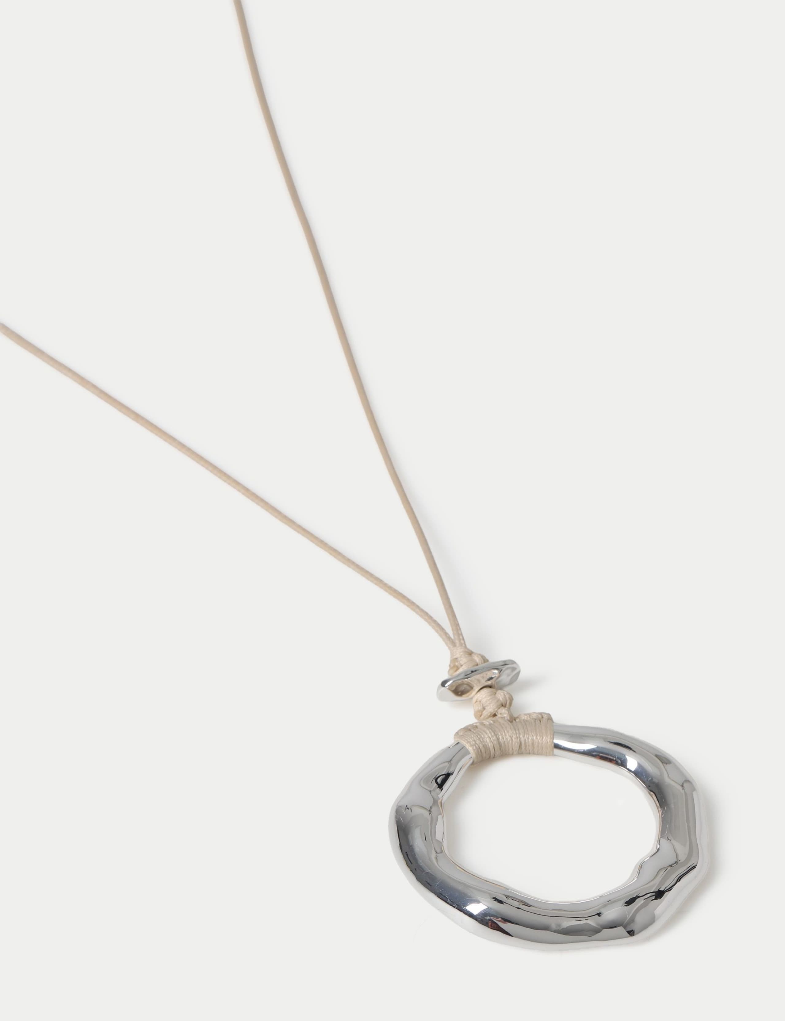 Molten Circle Pendant Cord Necklace 2 of 2