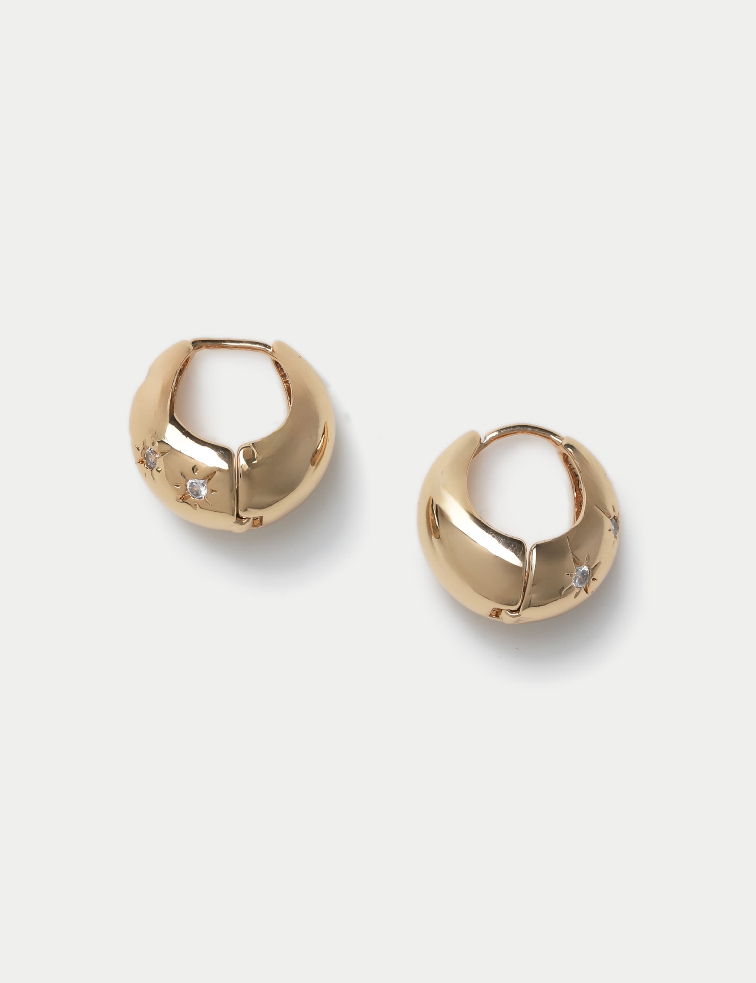 Gold Tone Chubby Hoop Earrings 2 of 2