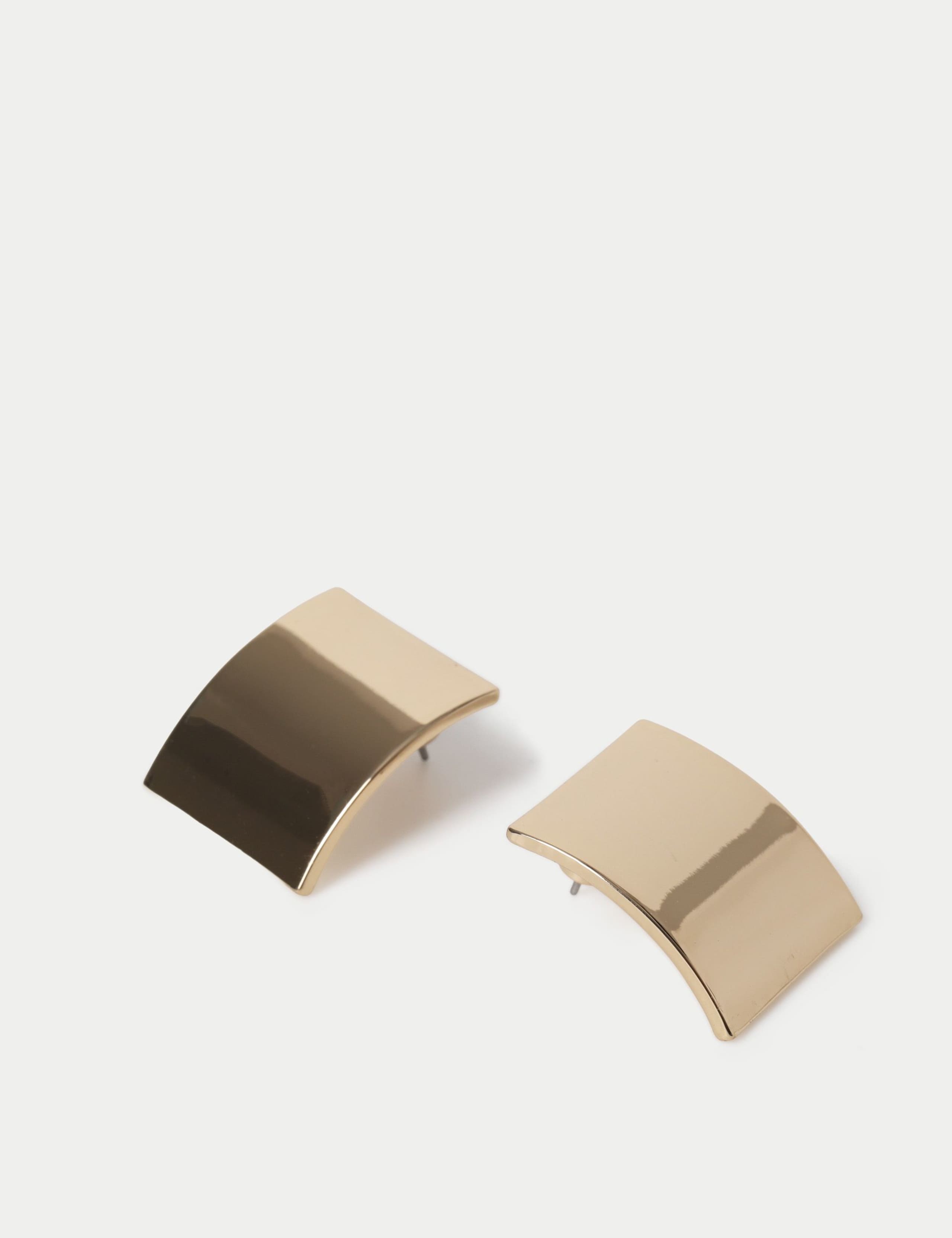 Square Metal Stud Earrings 2 of 2