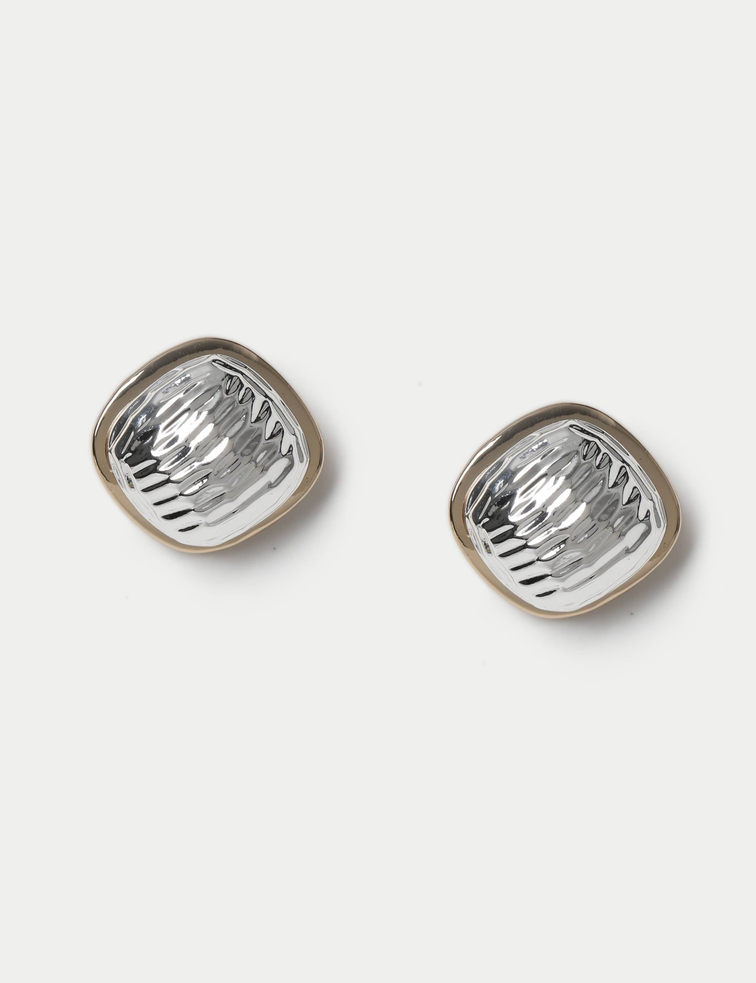 Mixed Metal Textured Stud Earrings 1 of 2