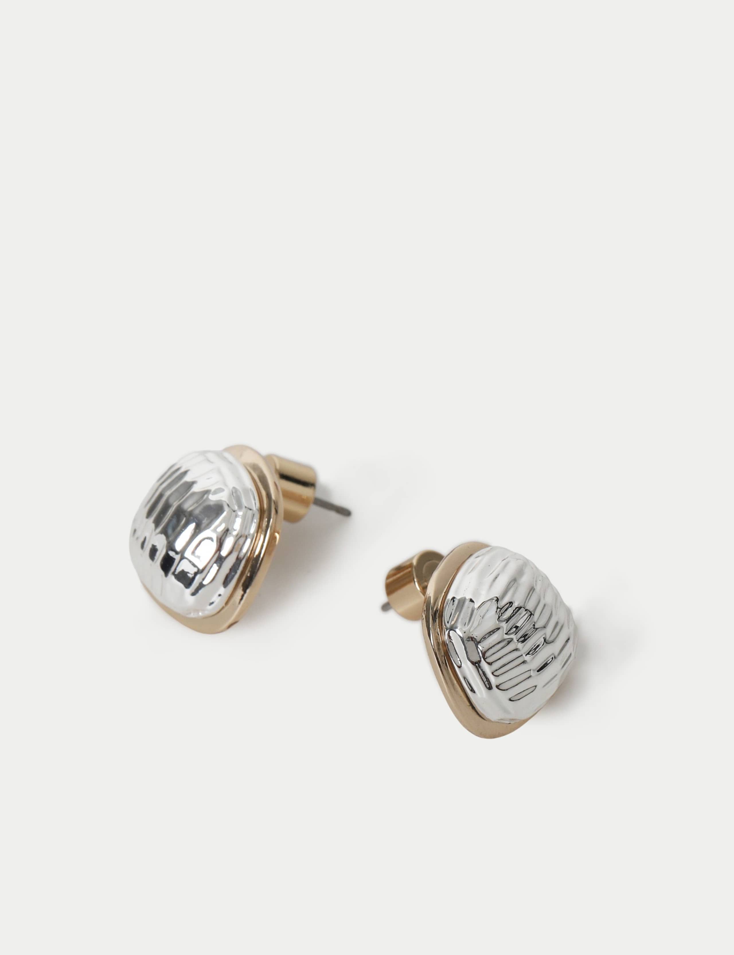 Mixed Metal Textured Stud Earrings 2 of 2