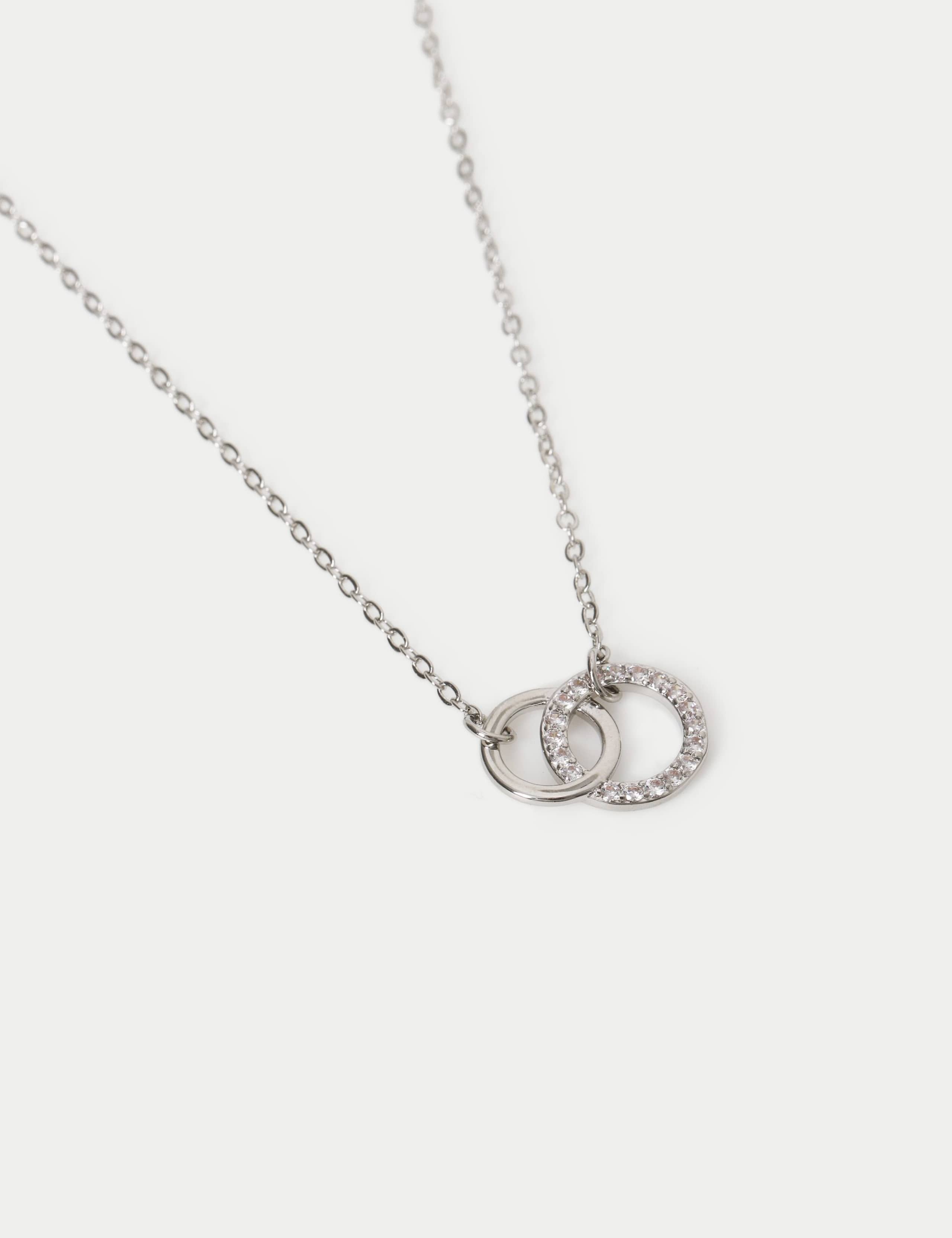 Platinum Plated Twin Circle Necklace 2 of 2