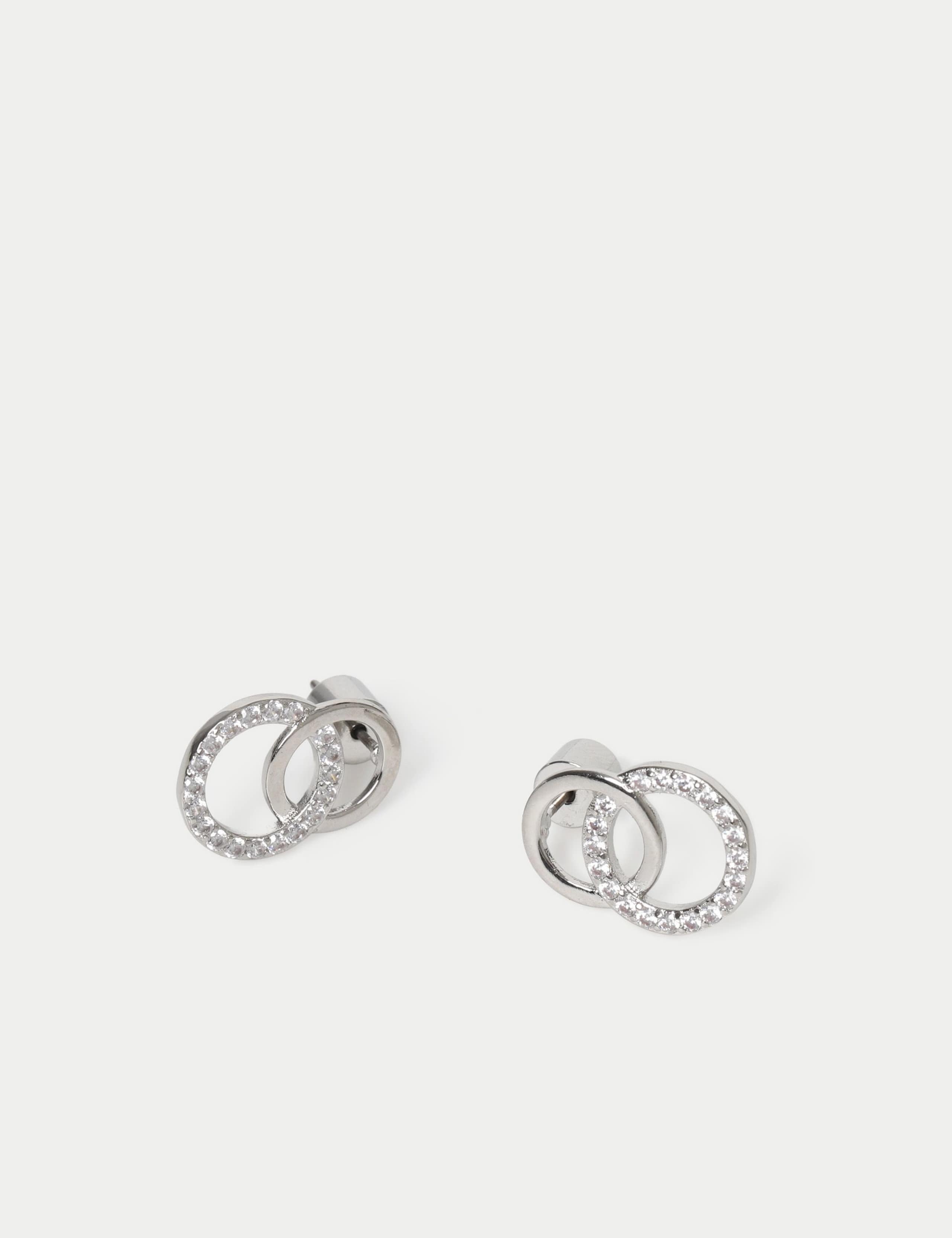 Platinum Plated Twin Circle Earrings 2 of 2