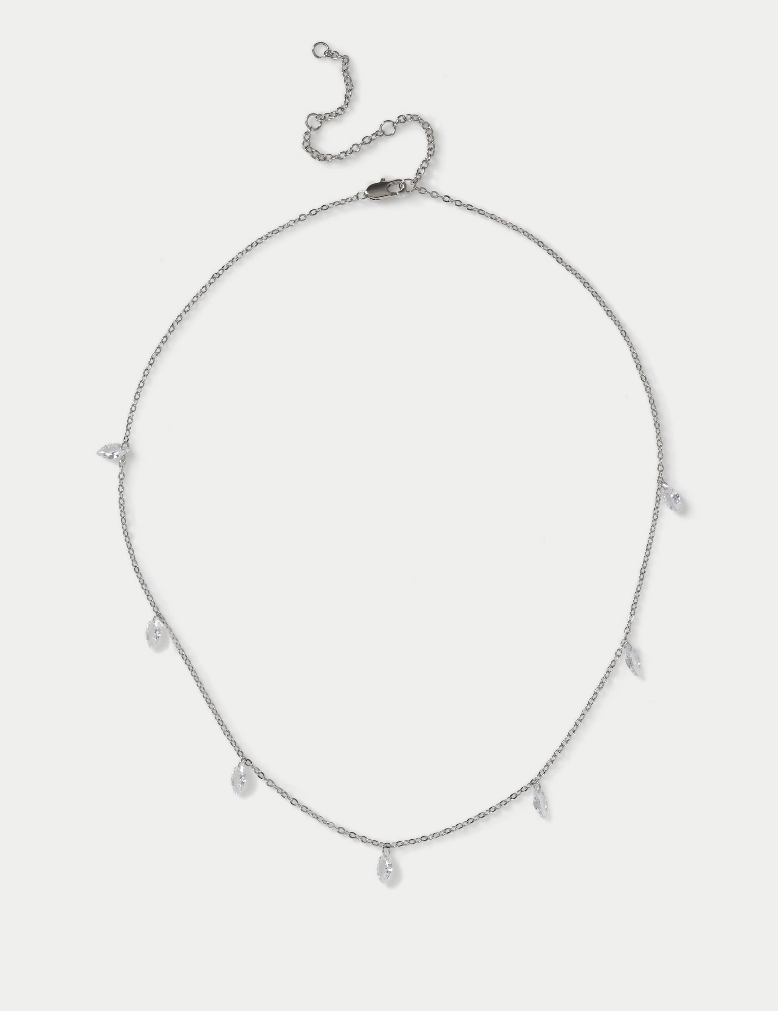 Platinum Plated Droplet Necklace 1 of 2