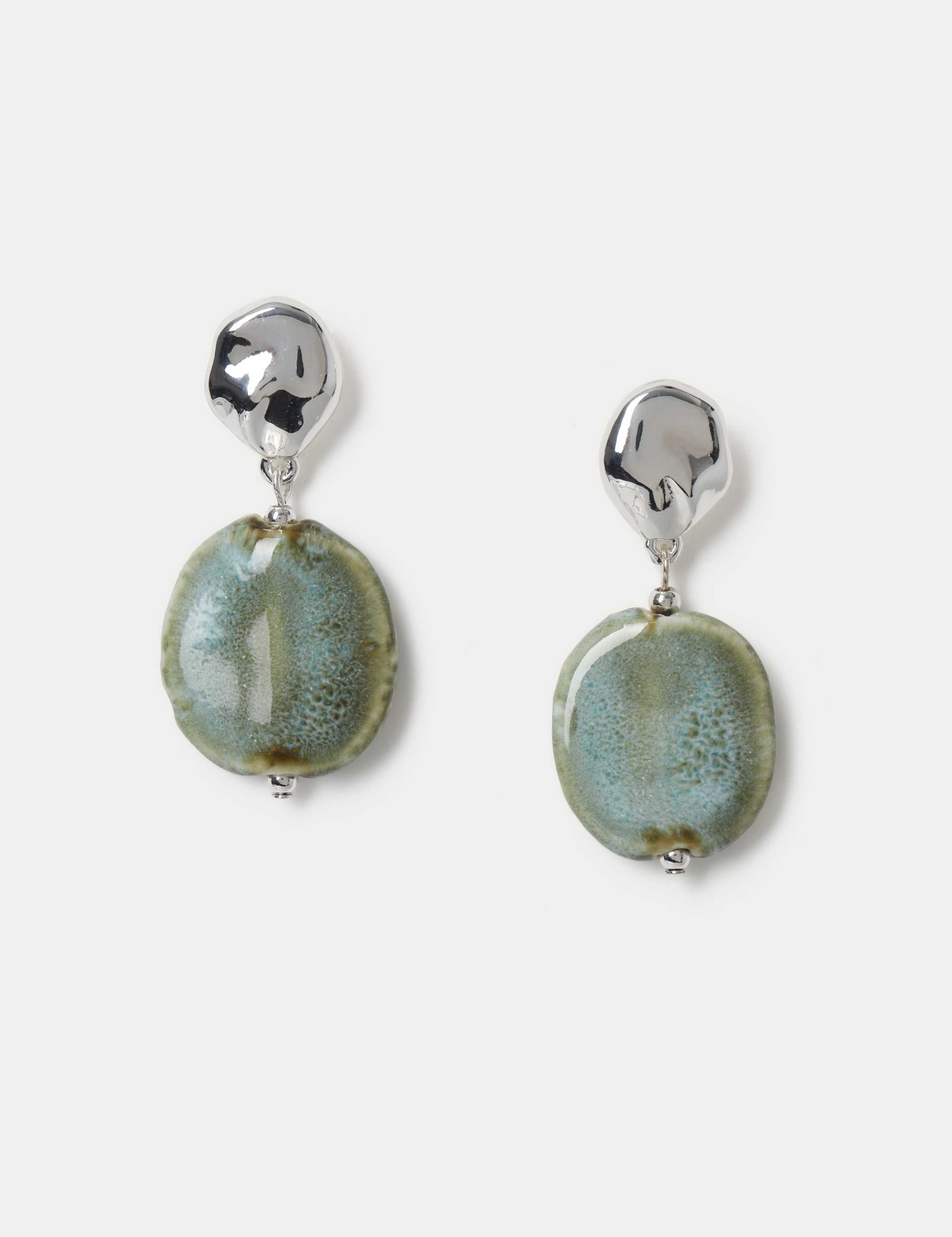 Ceramic Circle Drop Earrings 1 of 2