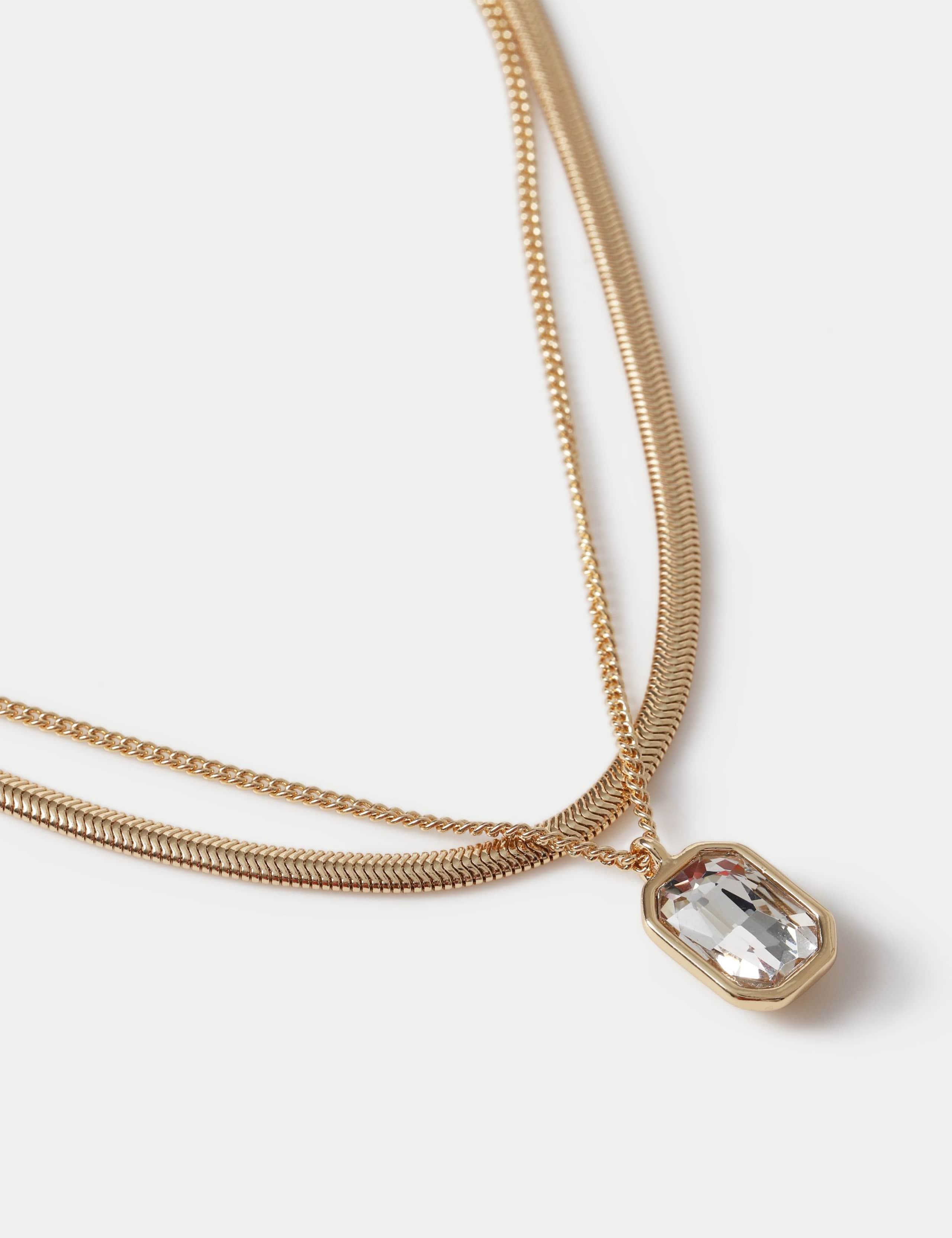 Multirow Glass Pendant Drop Necklace 2 of 2