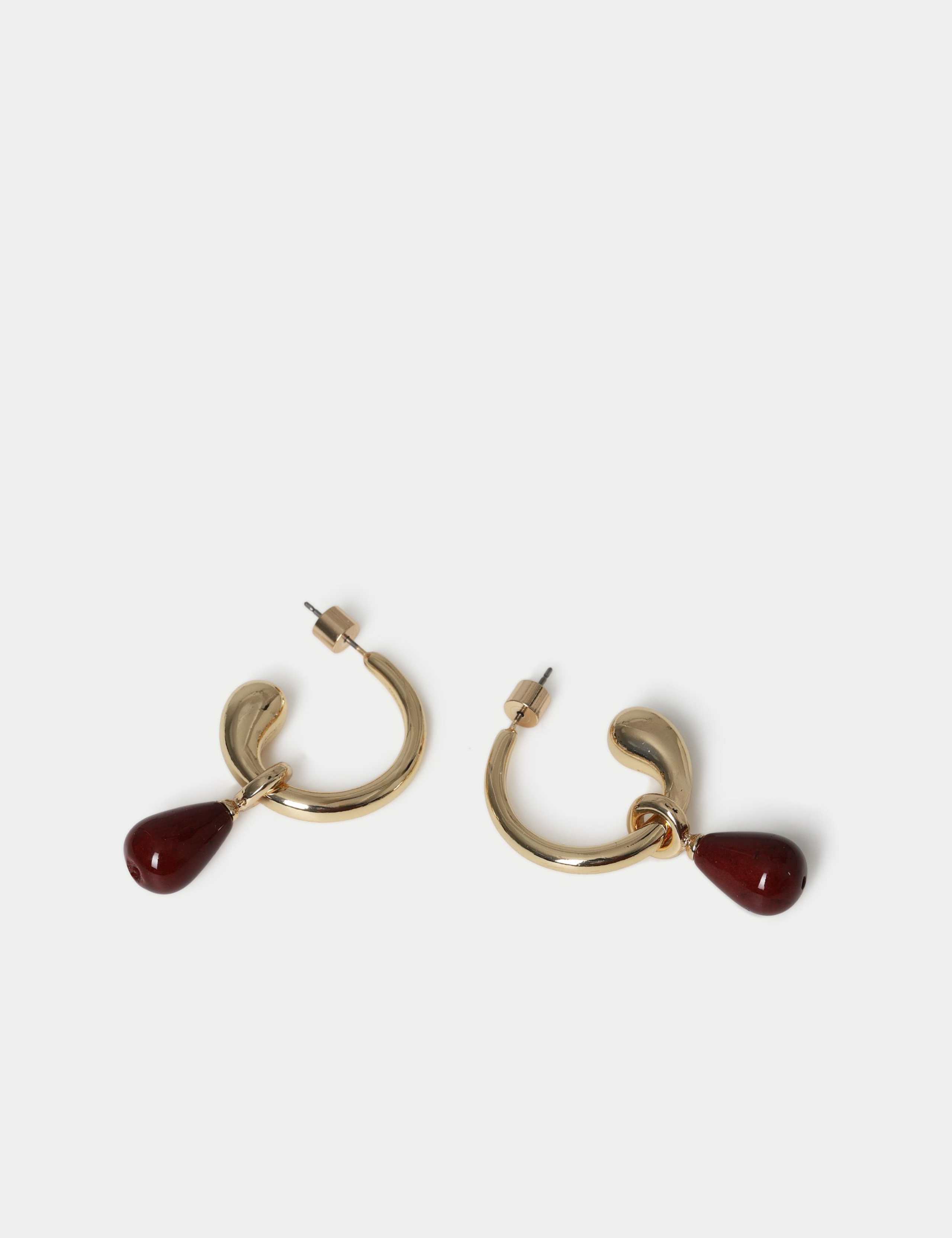 Natural Stone Drop Hoop Earrings 2 of 2