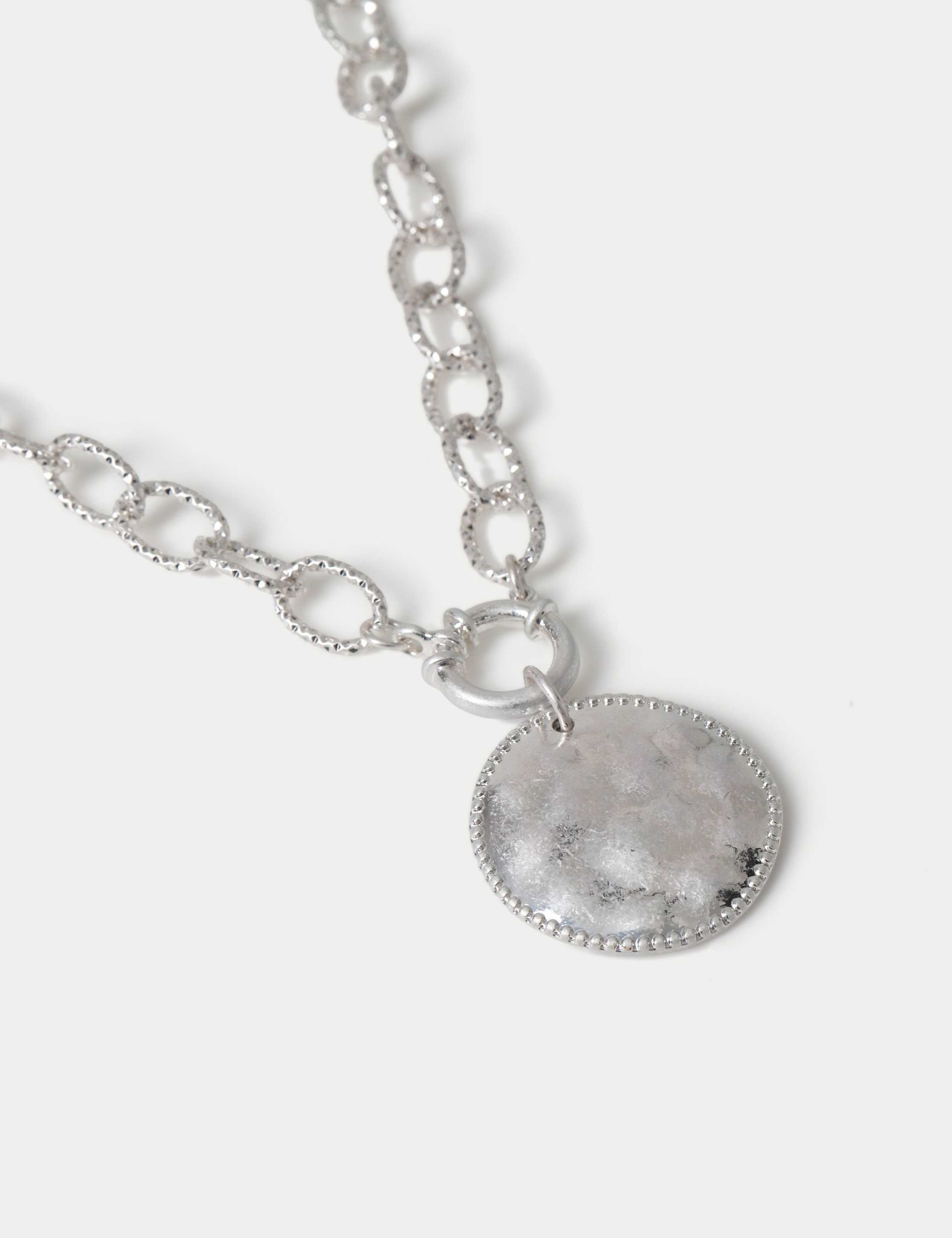 Brushed Coin Pendant Necklace 2 of 2