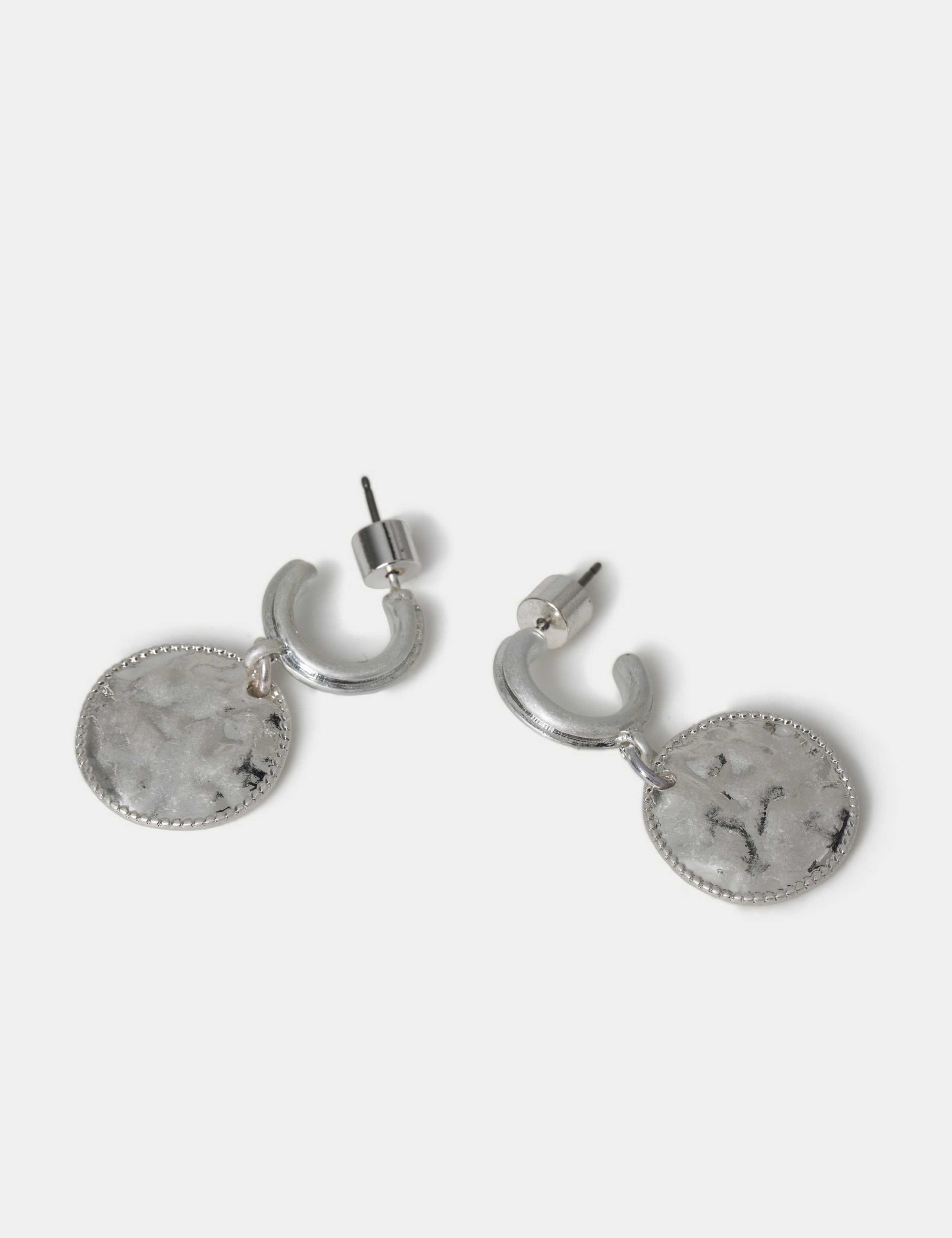 Brushed Drop Hoop Earrings 2 of 2