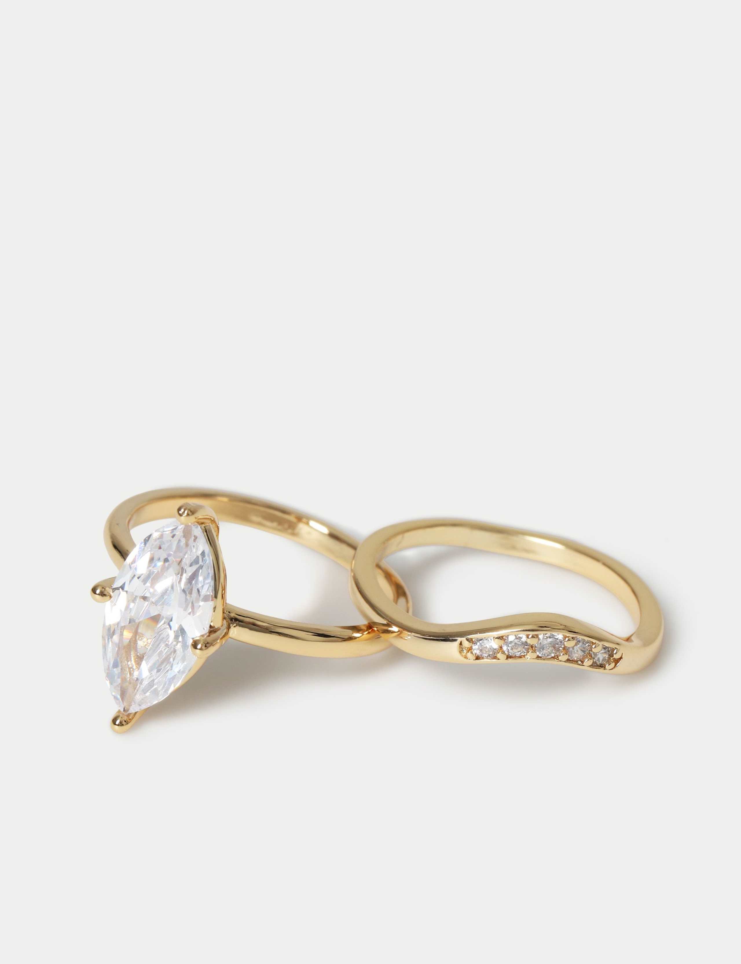 14ct Gold Plated 2 Pack Pear Rings 2 of 2