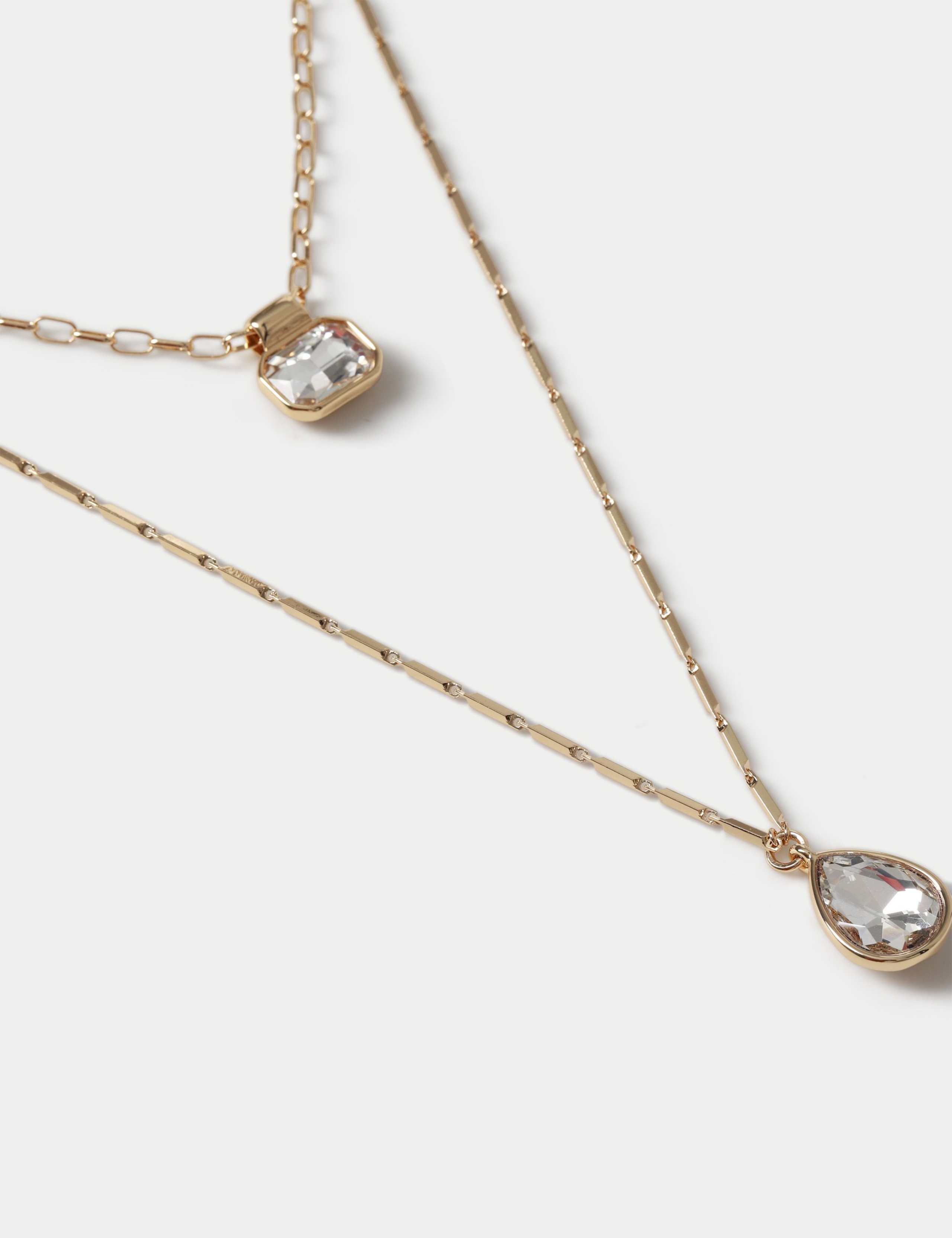 Gold Tone Crystal Multirow Necklace 2 of 2