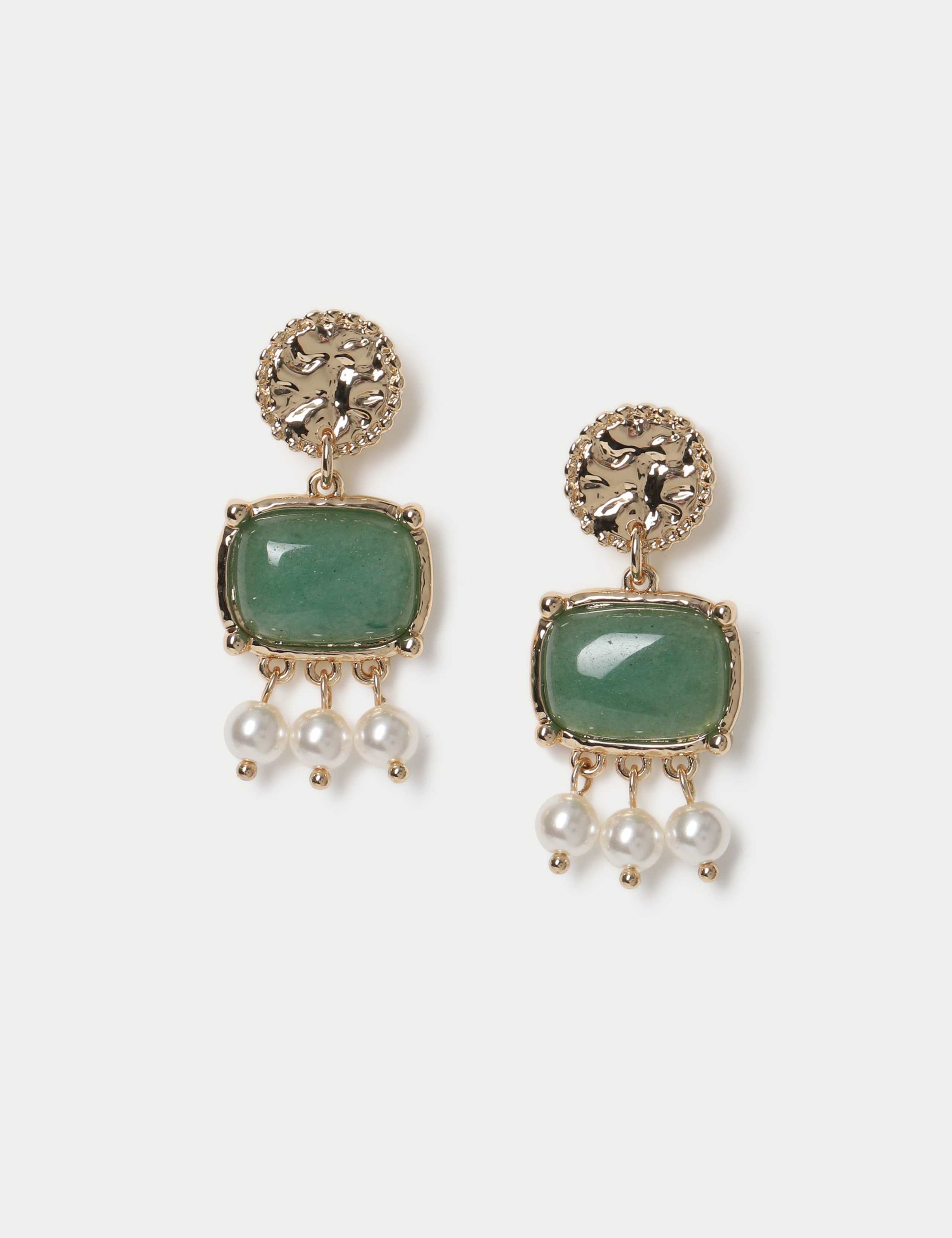 Natural Stone Pearl Effect Drop Earrings 1 of 2