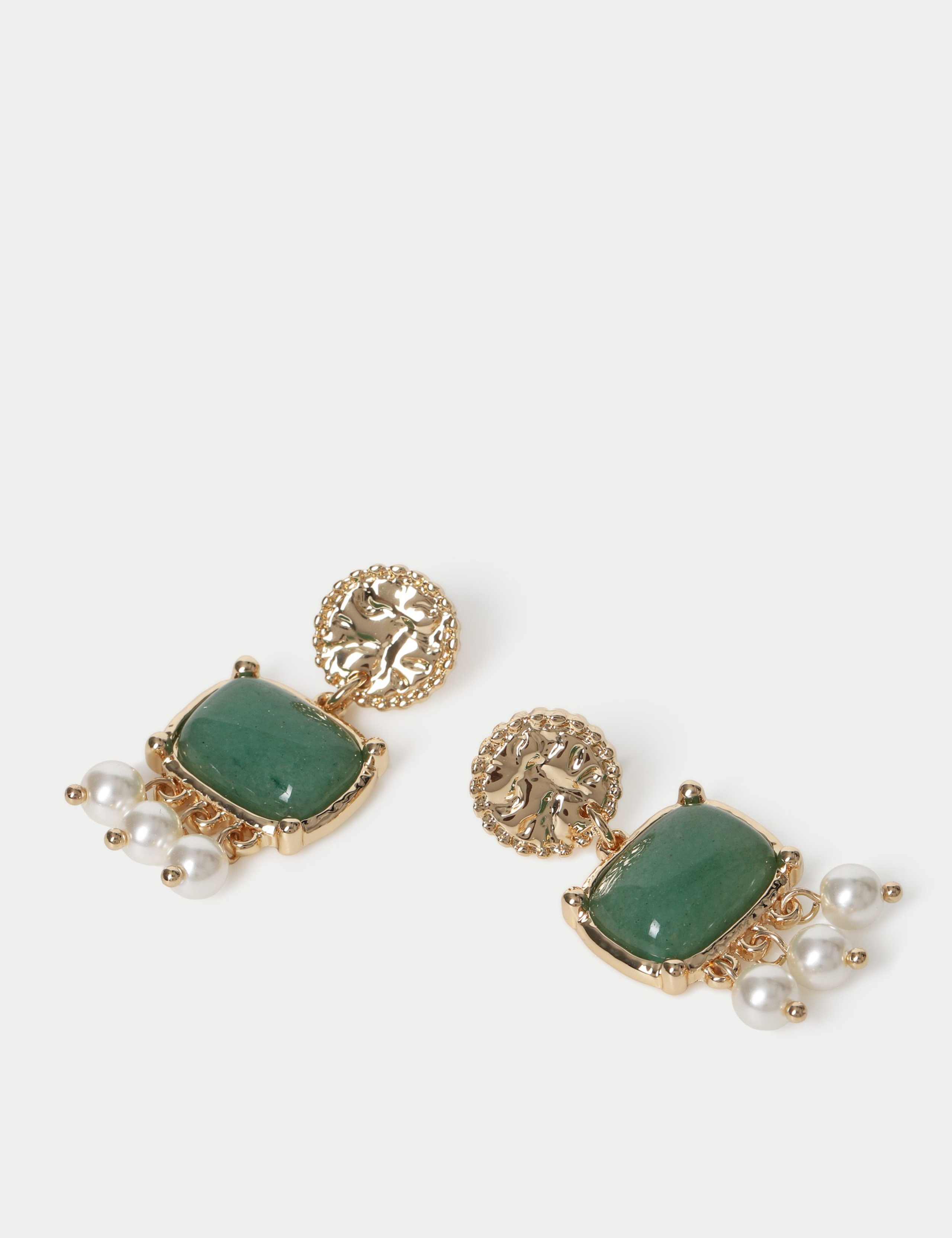 Natural Stone Pearl Effect Drop Earrings 2 of 2