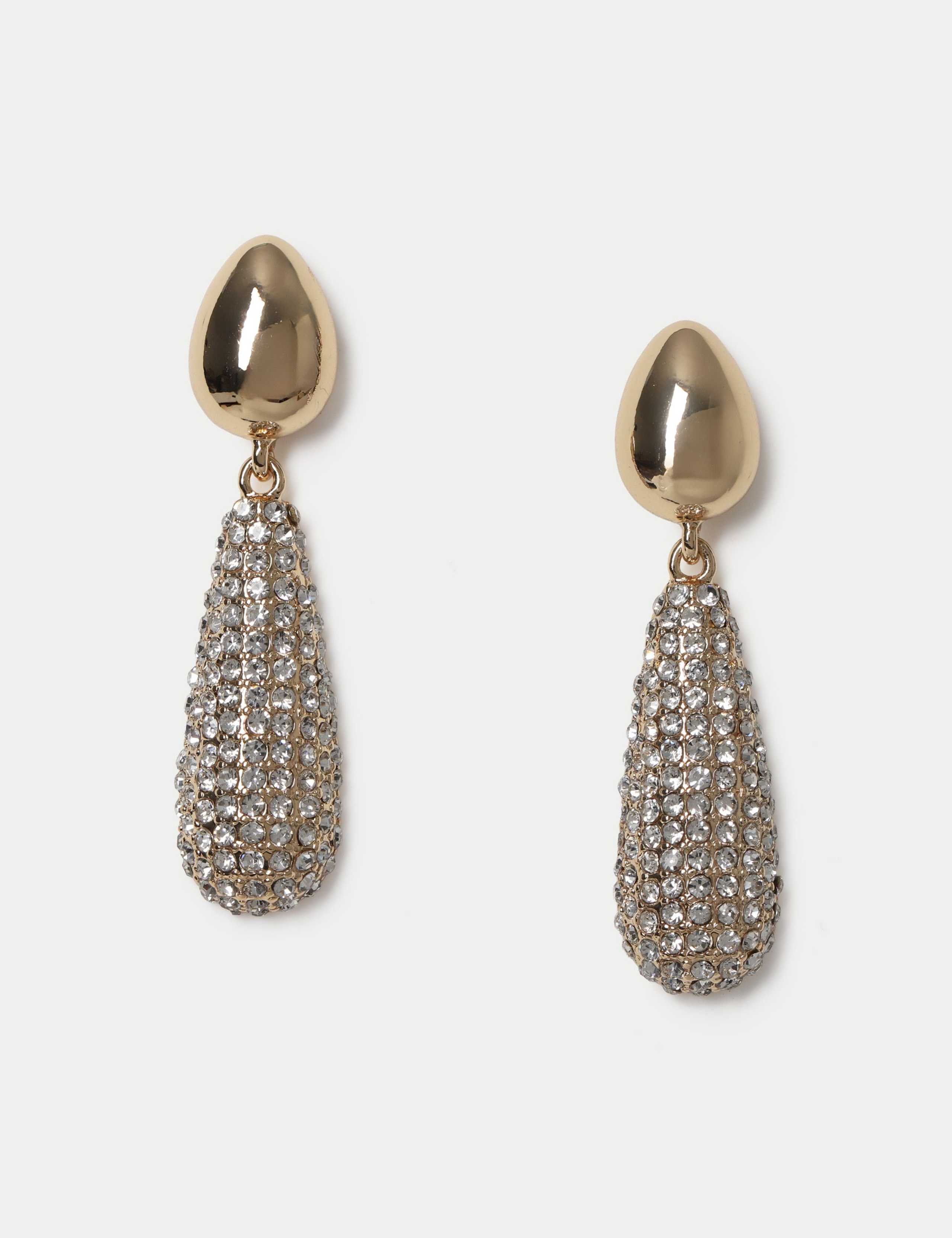 Rhinestone Tear Drop Earrings 1 of 2