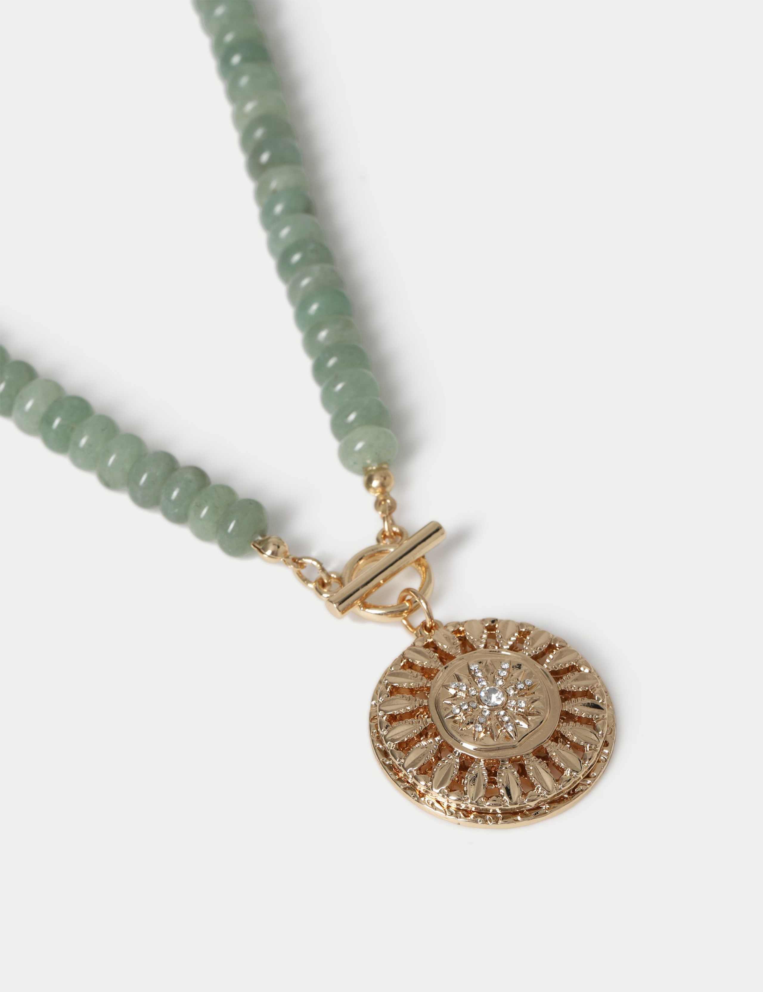 Natural Stone T-Bar Disc Pendant 2 of 2