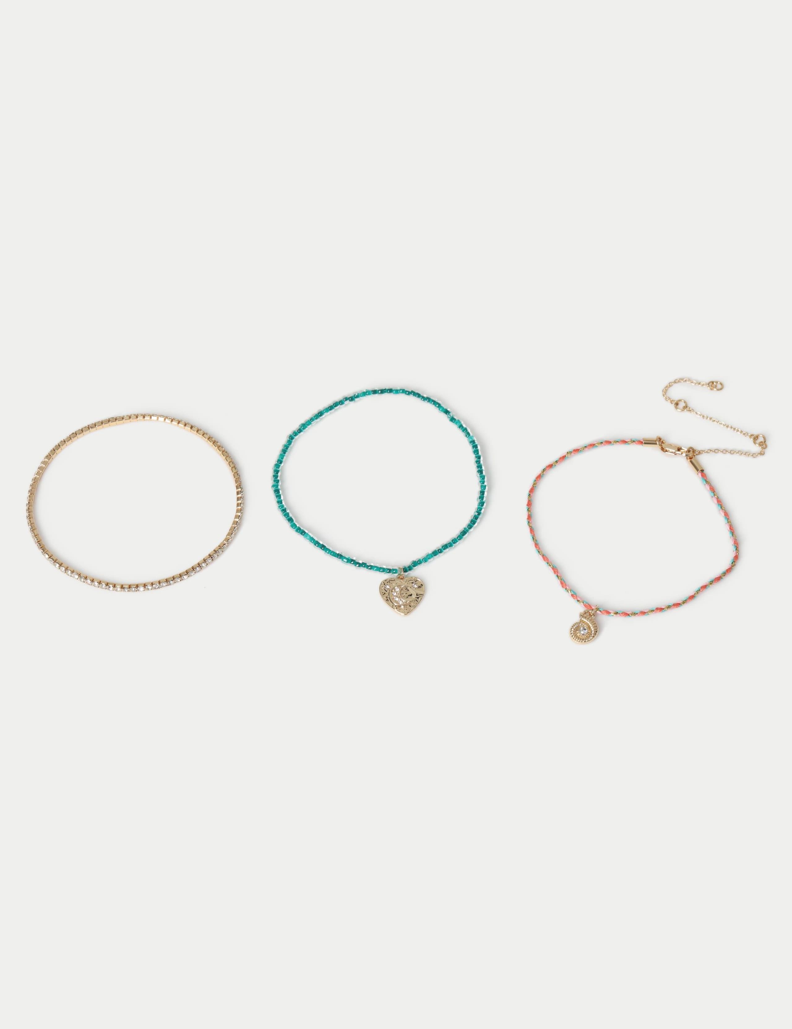 3 Pack Beaded Charm Anklet 1 of 2