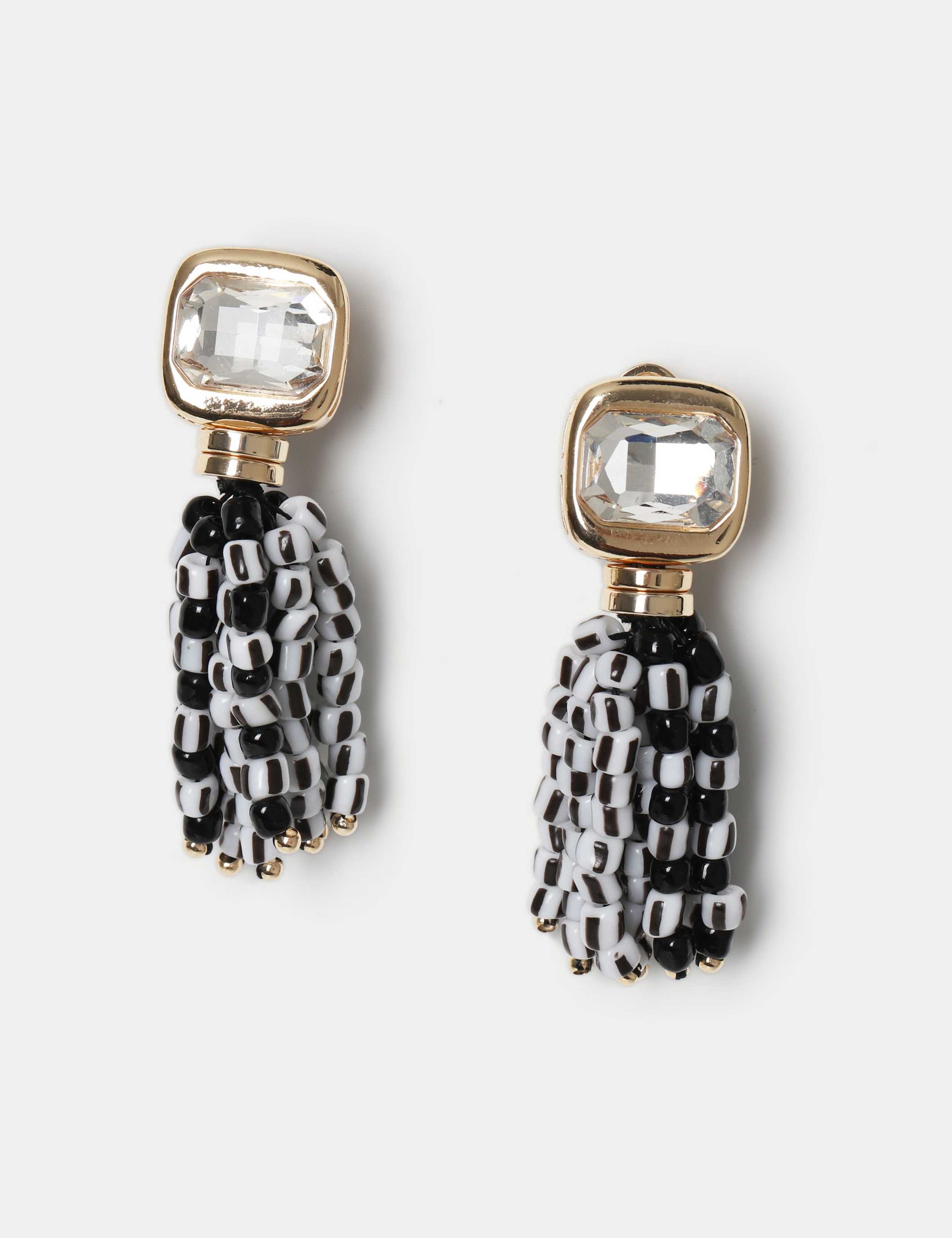 Beaded Tassel Drop Earrings 1 of 2