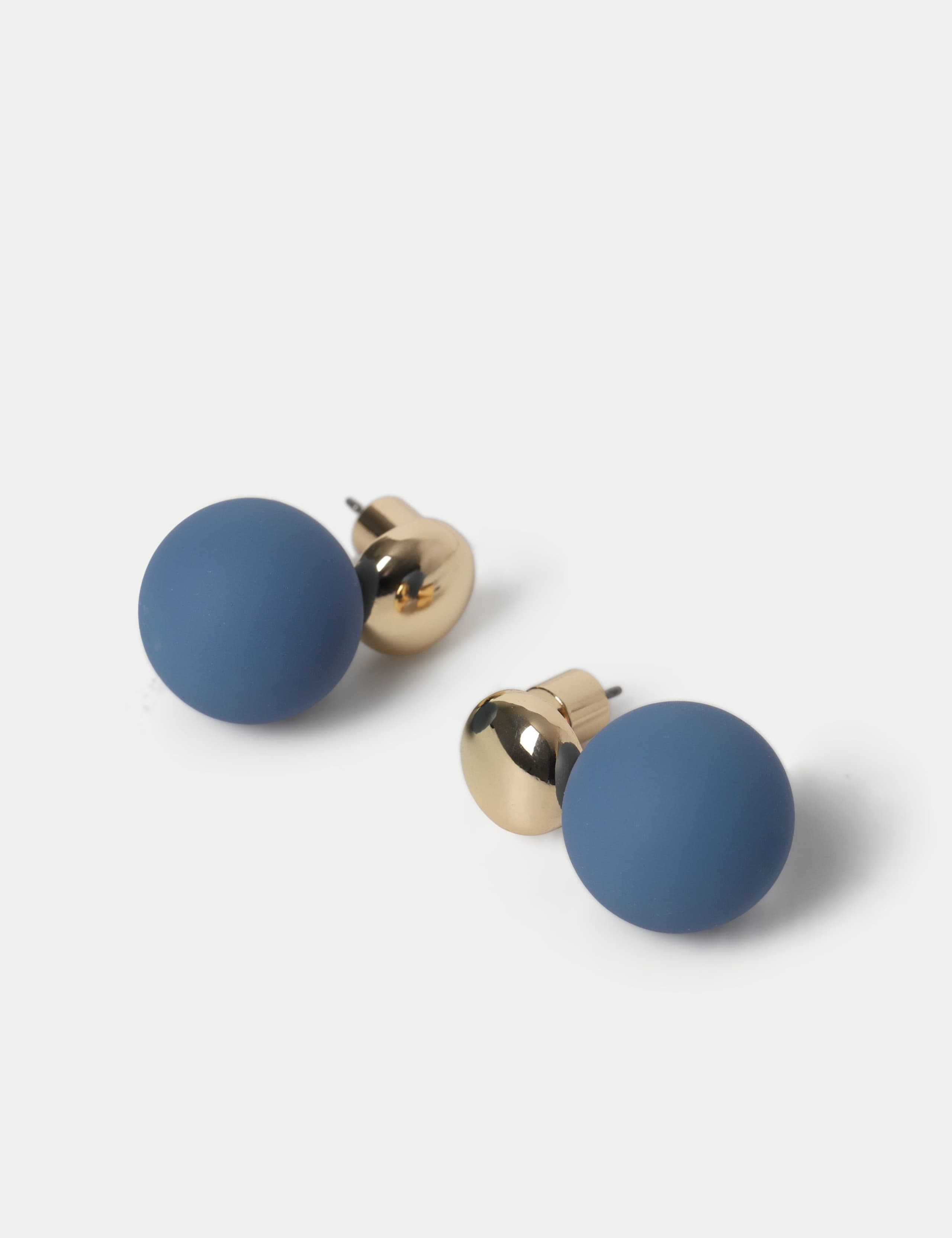 Blue Powder Coat Ball Drop Earrings 2 of 2