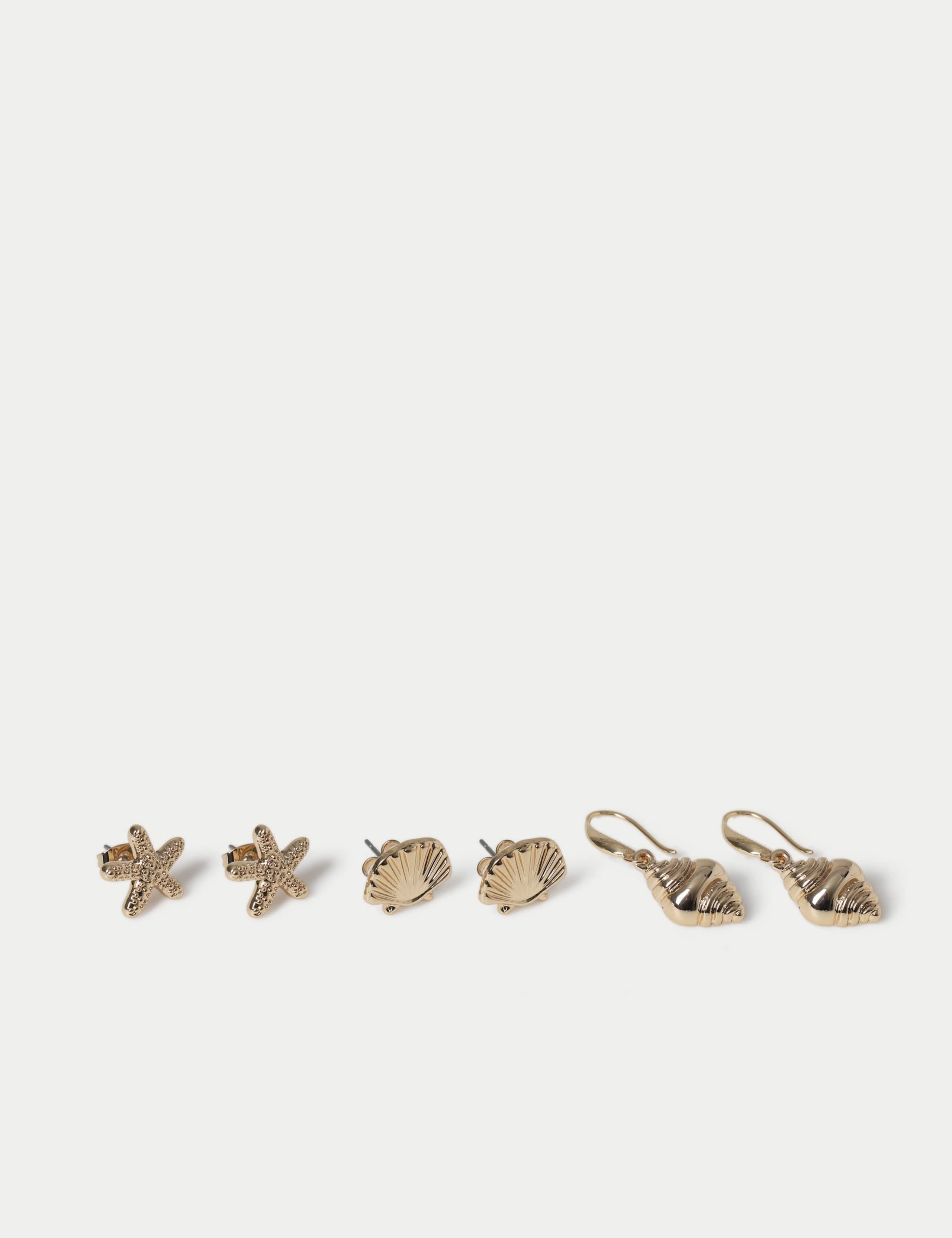 3 Pack Shell Starfish Earrings 2 of 2