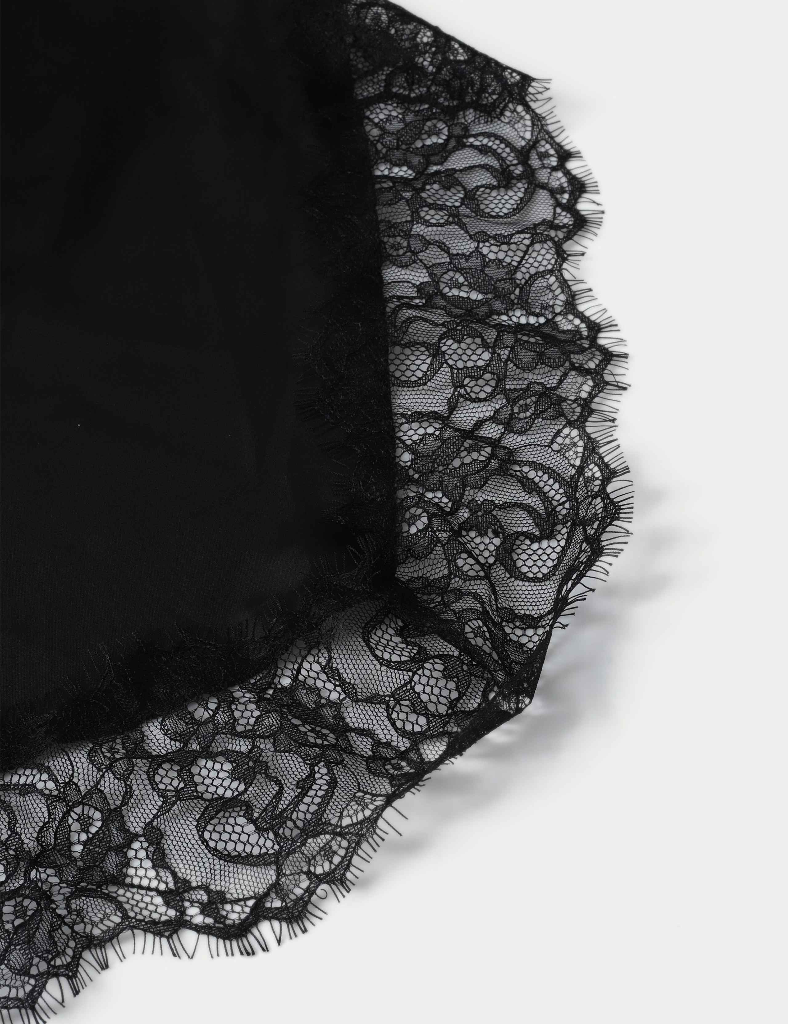 Black Satin and Lace Tie Scarf 2 of 2