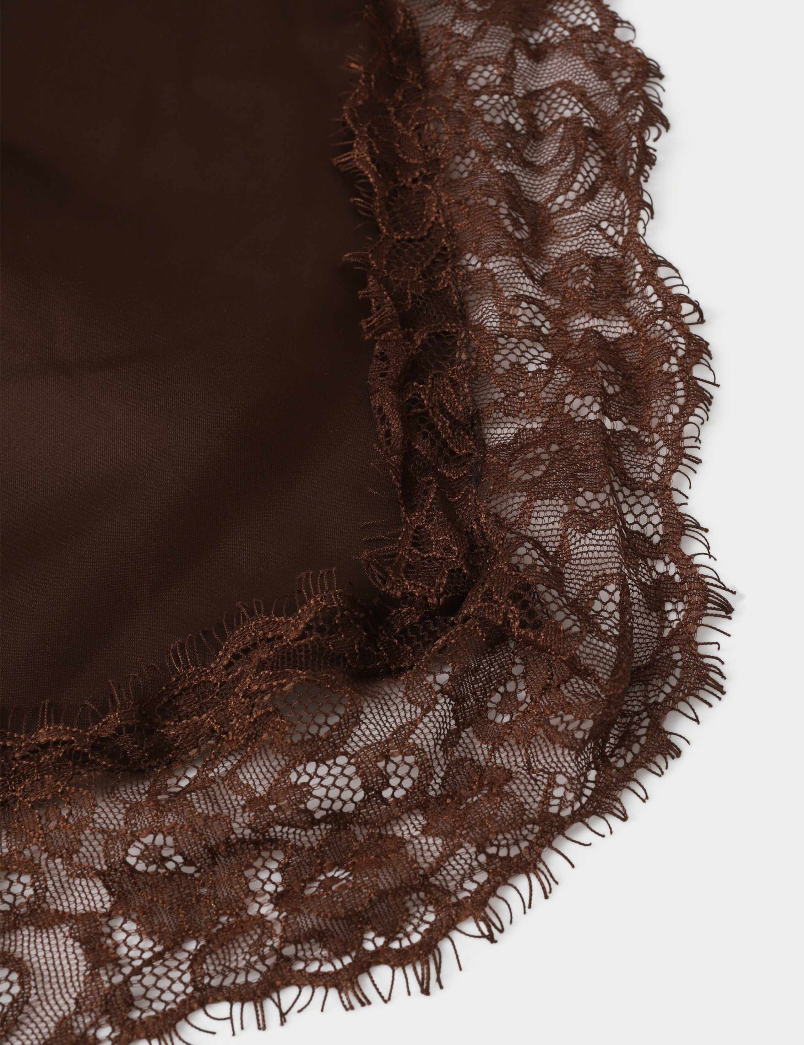 Brown Satin and Lace Tie Scarf 2 of 2