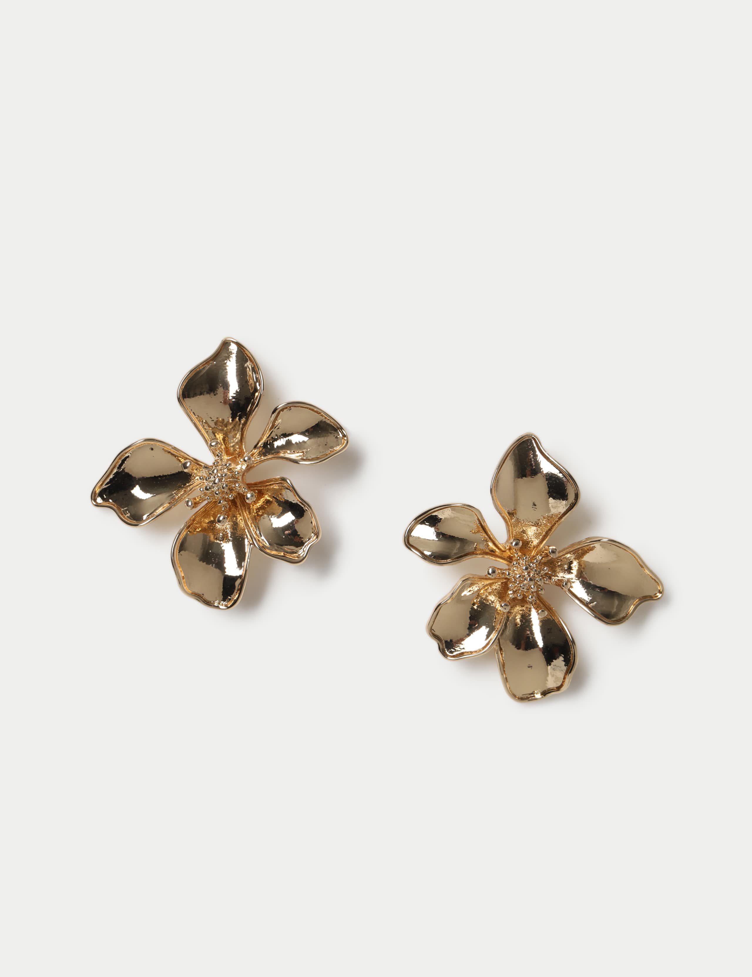 Metal Flower Stud Earrings 1 of 2