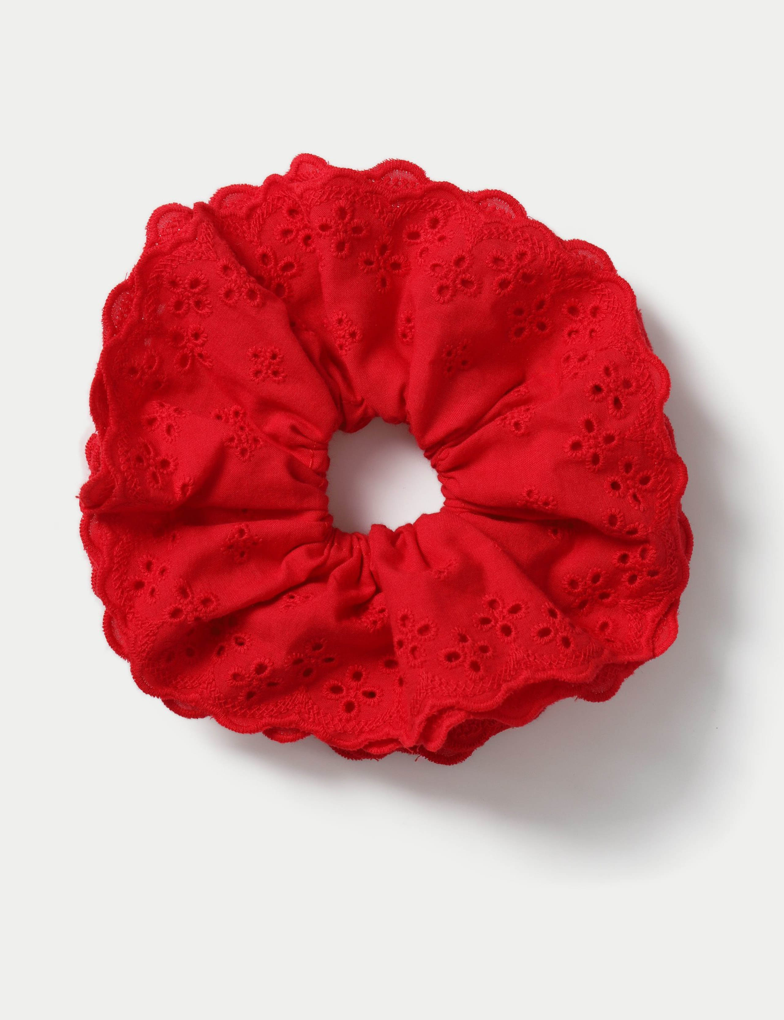 Red Broderie Scrunchie 1 of 2