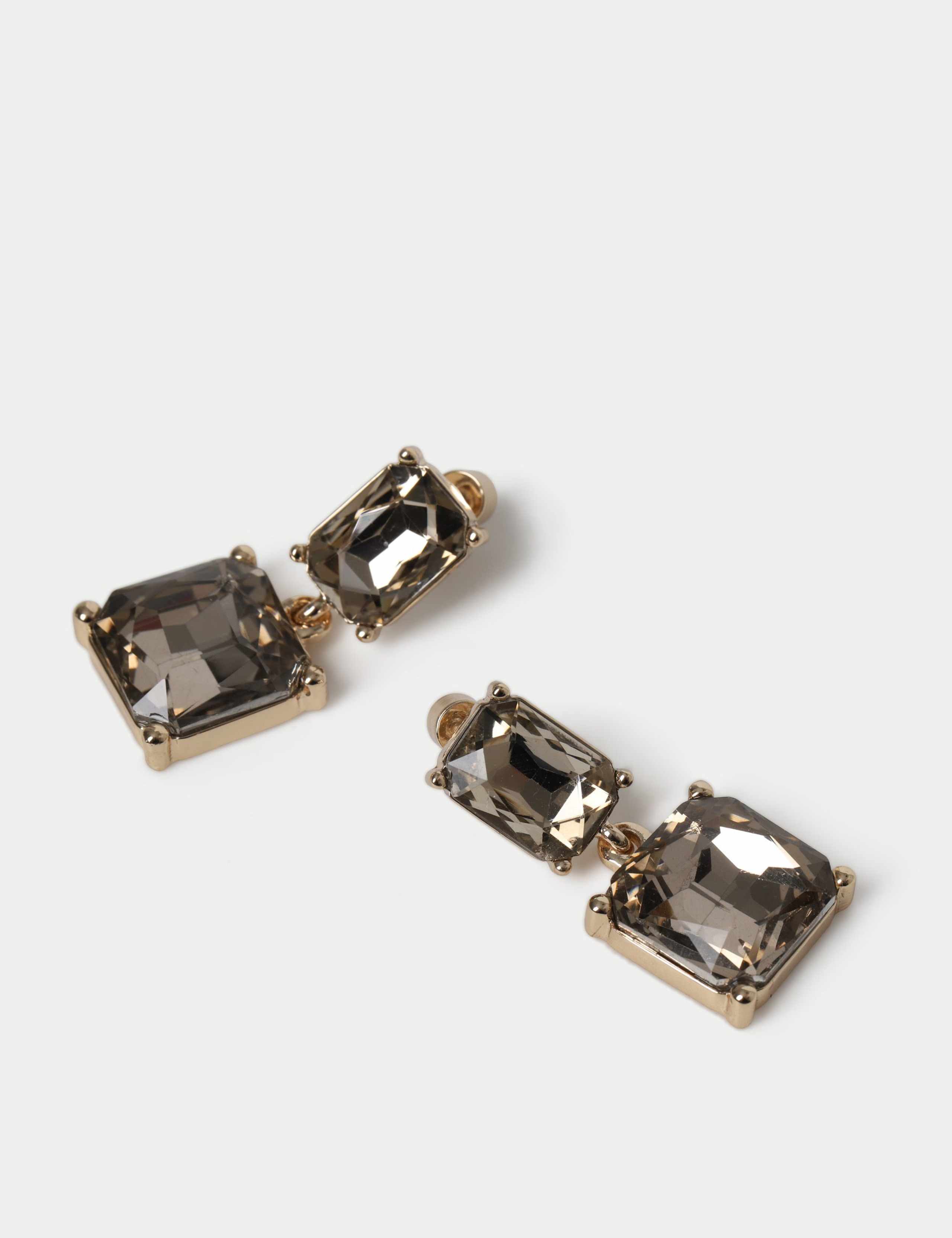 Taupe Crystal Double Drop Earrings 2 of 2