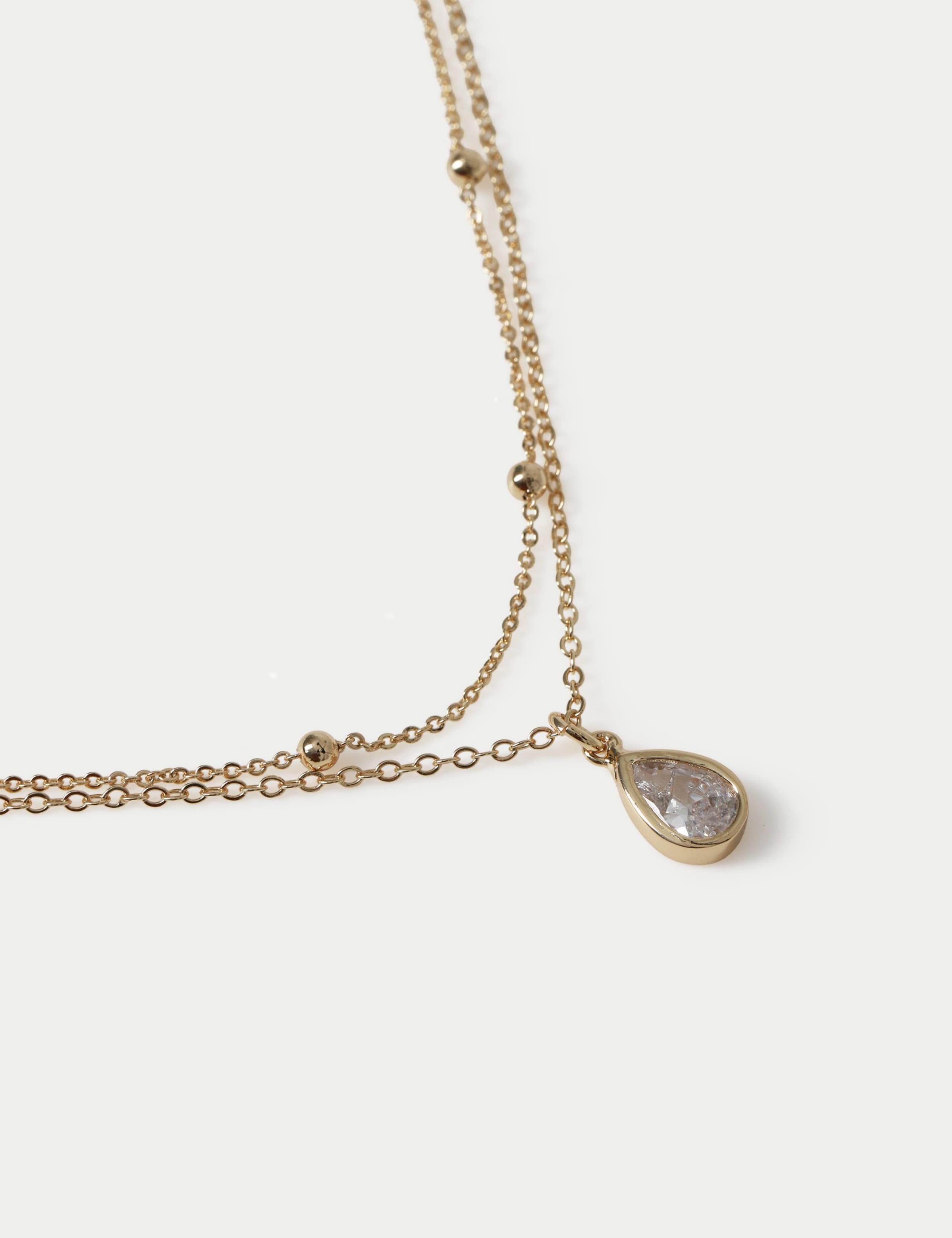 14ct Gold Plated Drop Multirow Necklace 2 of 2