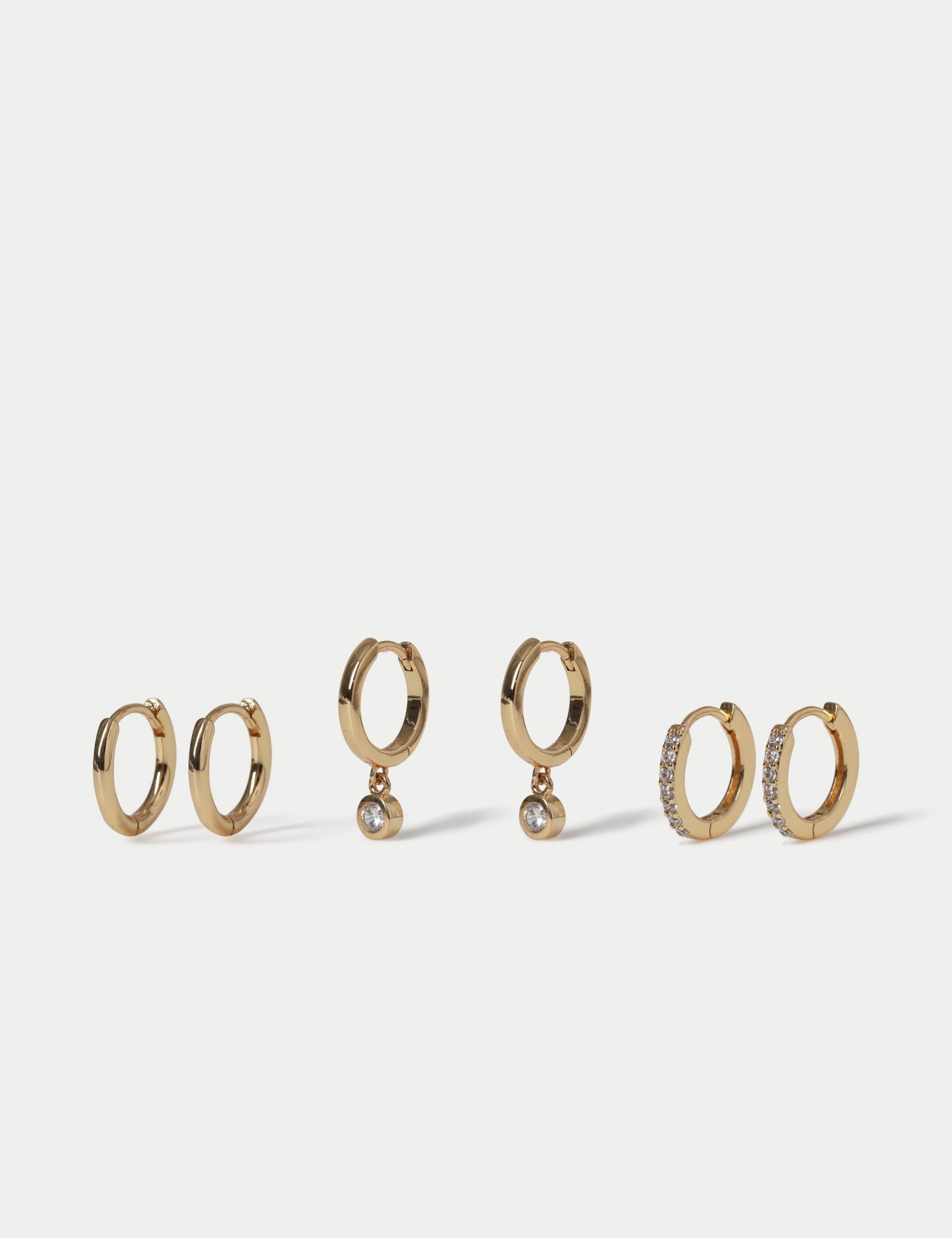 14ct Gold Plated 3 Pack Pearl Earrings 1 of 2