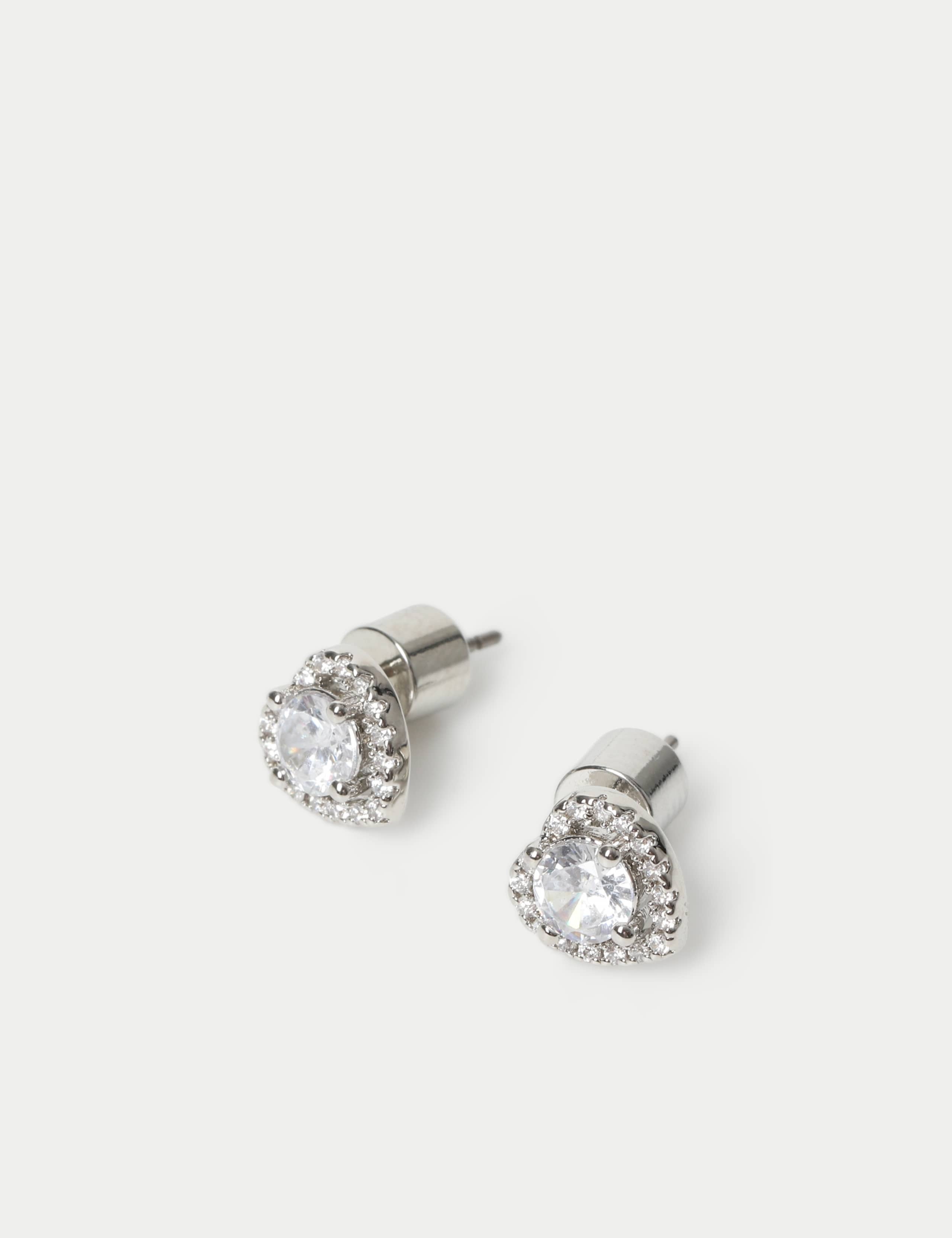 Platinum Plated Mini Heart Earrings 2 of 2