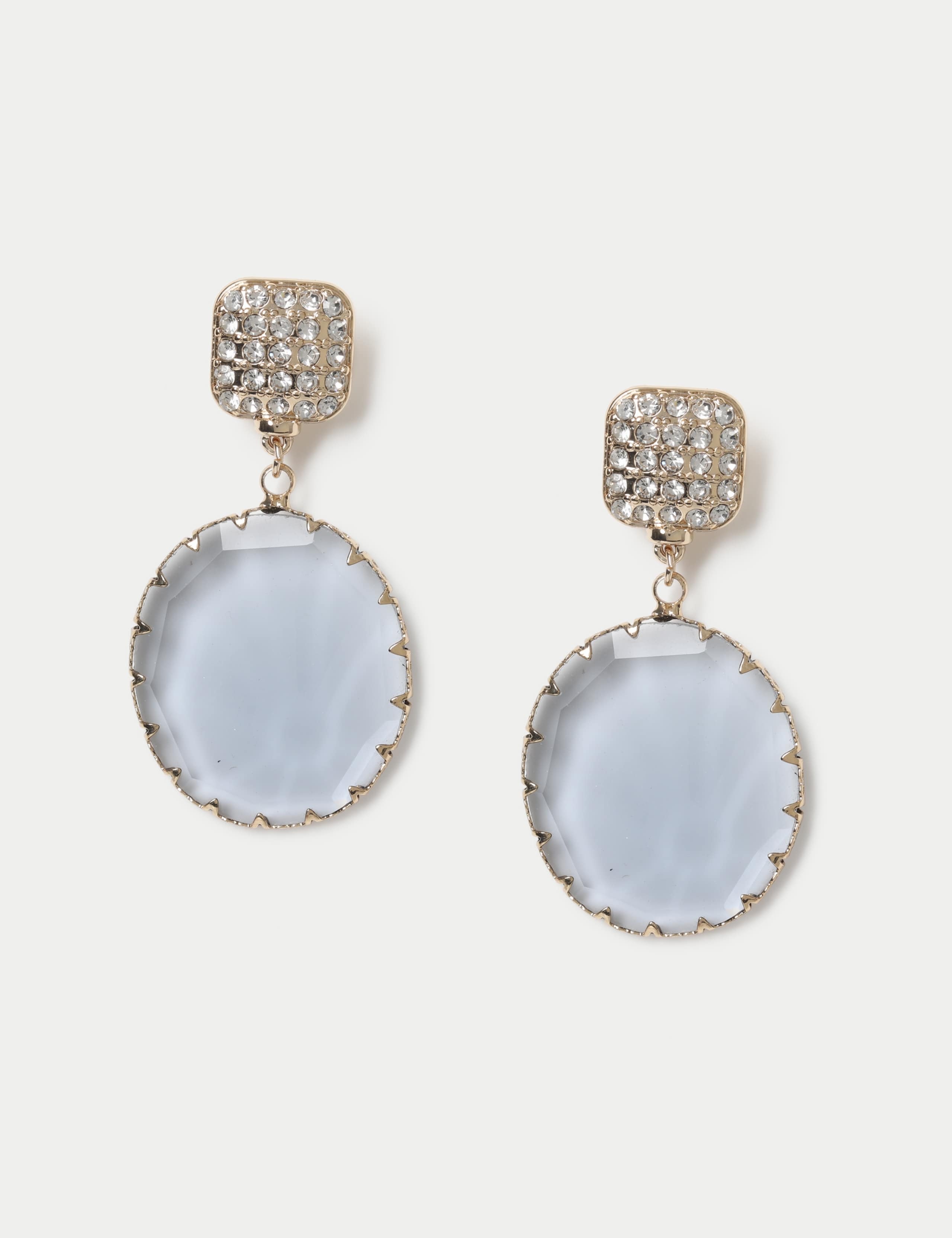 Oval Stone Drop Earrings 1 of 2