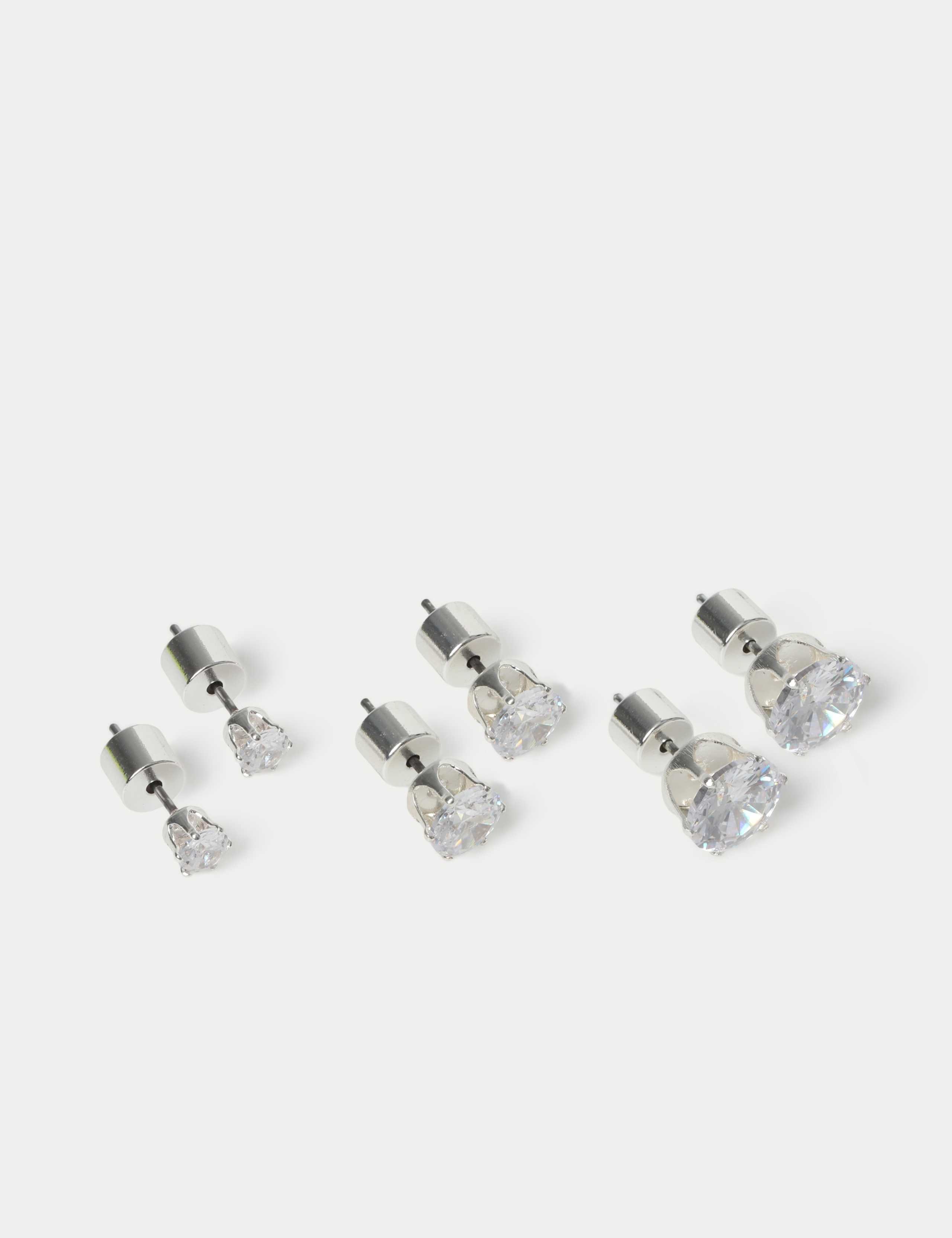 3 Pack Cubic Zirconia Stud Earrings 2 of 2
