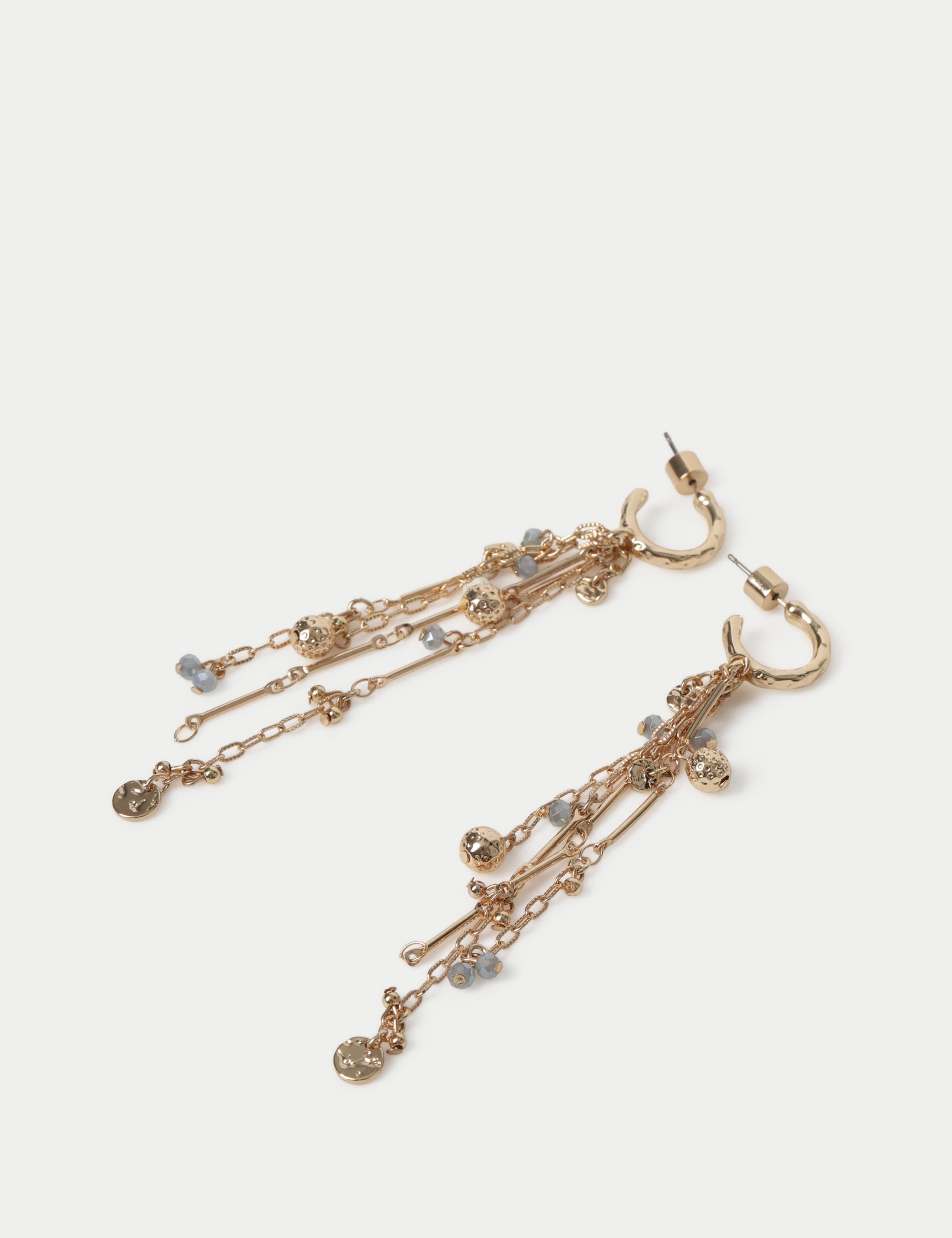 Natural Stone Tassel Hoop Earrings 2 of 2