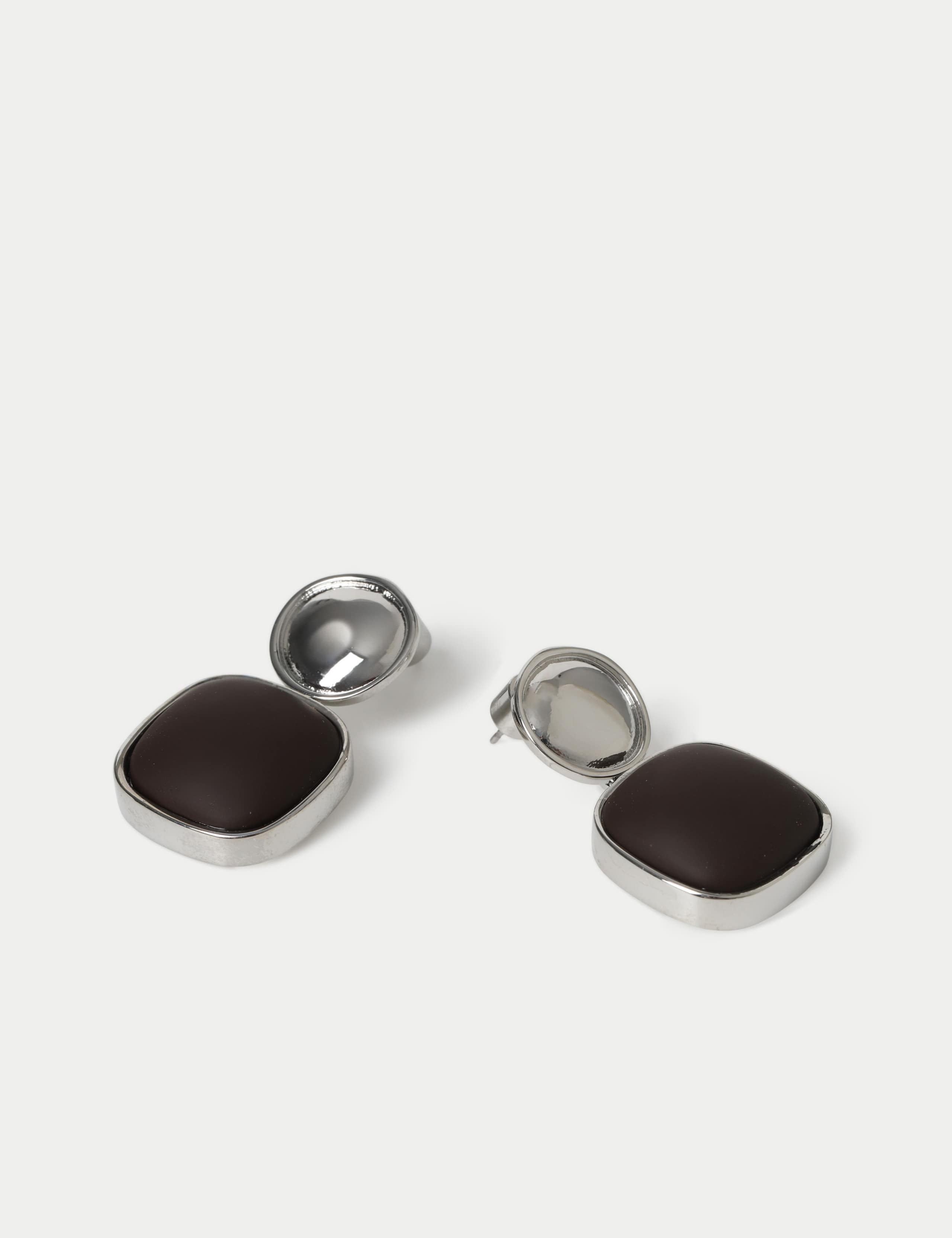 Rhodium Powder Coat Drop Earrings 2 of 2