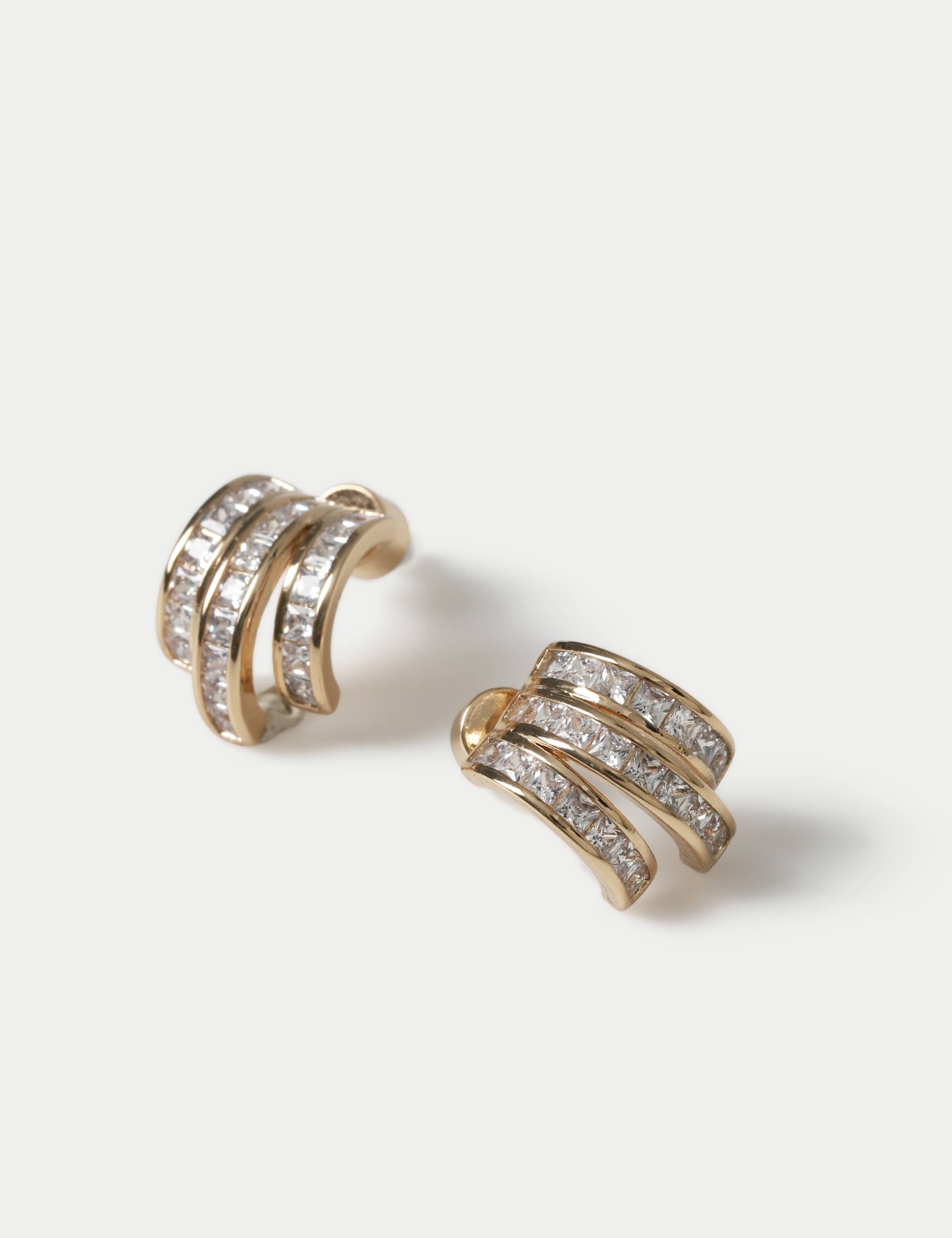 Cubic Zirconia Triple Hoop Earrings 2 of 2