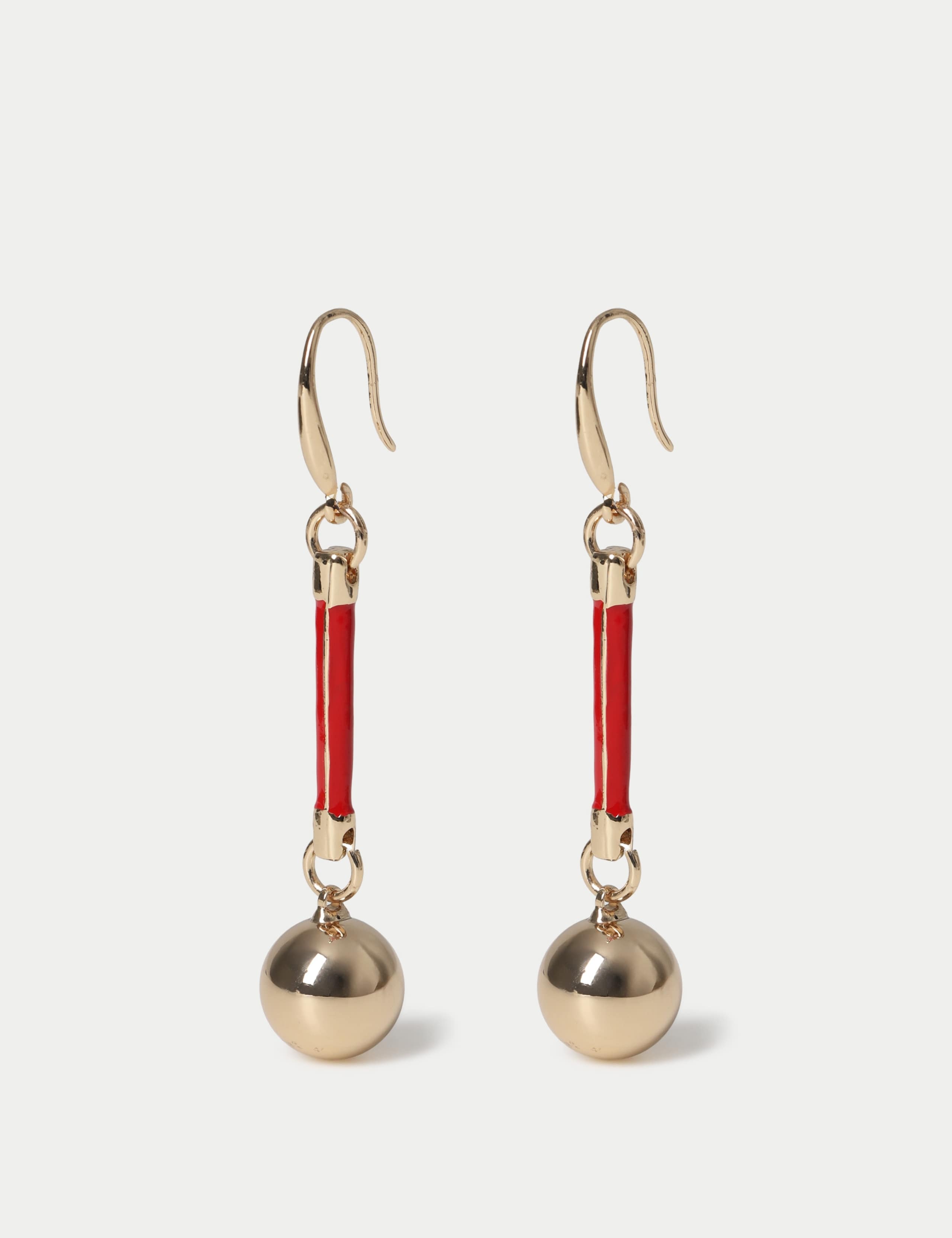 Red Cylinder Stick Drop Earrings 1 of 2