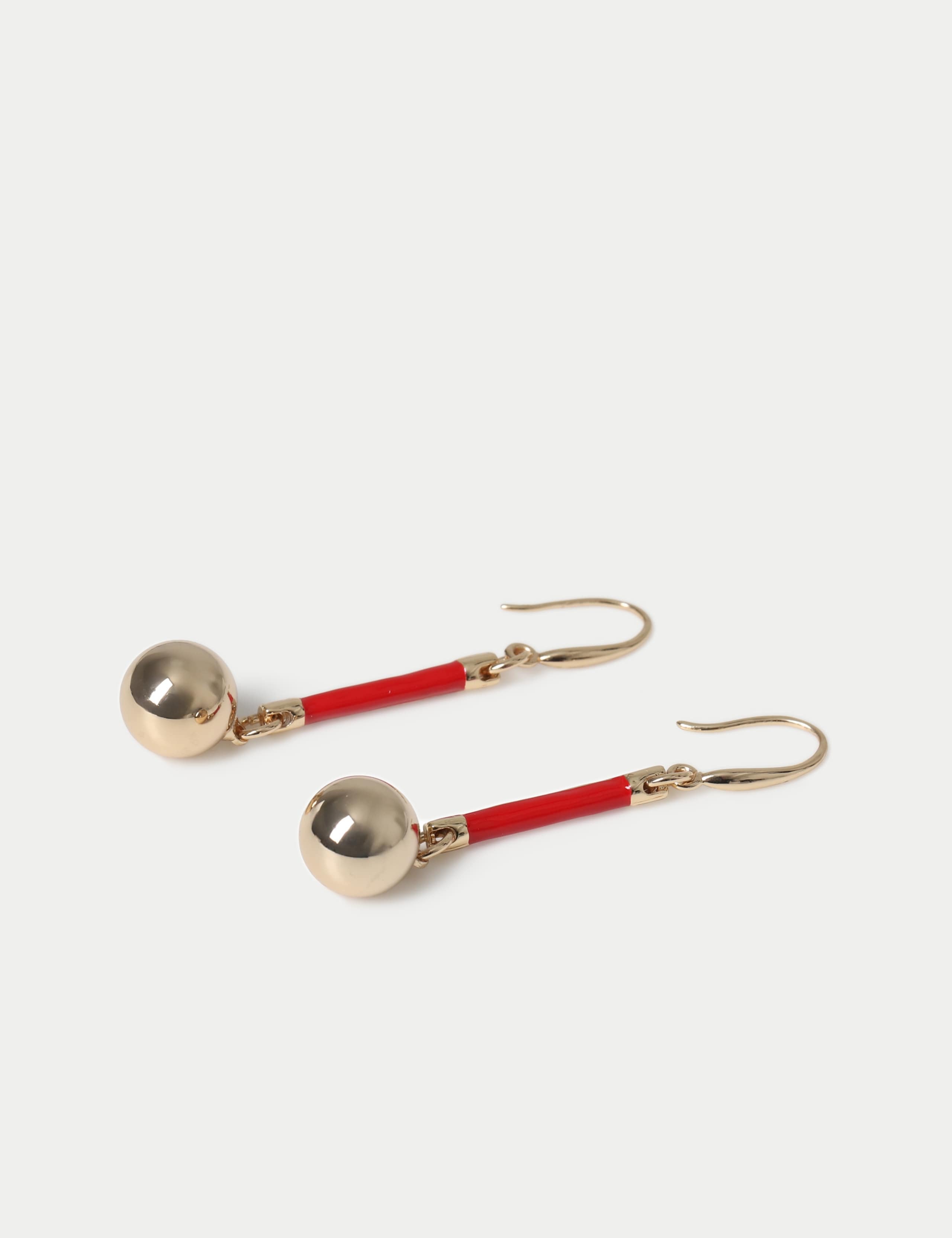 Red Cylinder Stick Drop Earrings 2 of 2